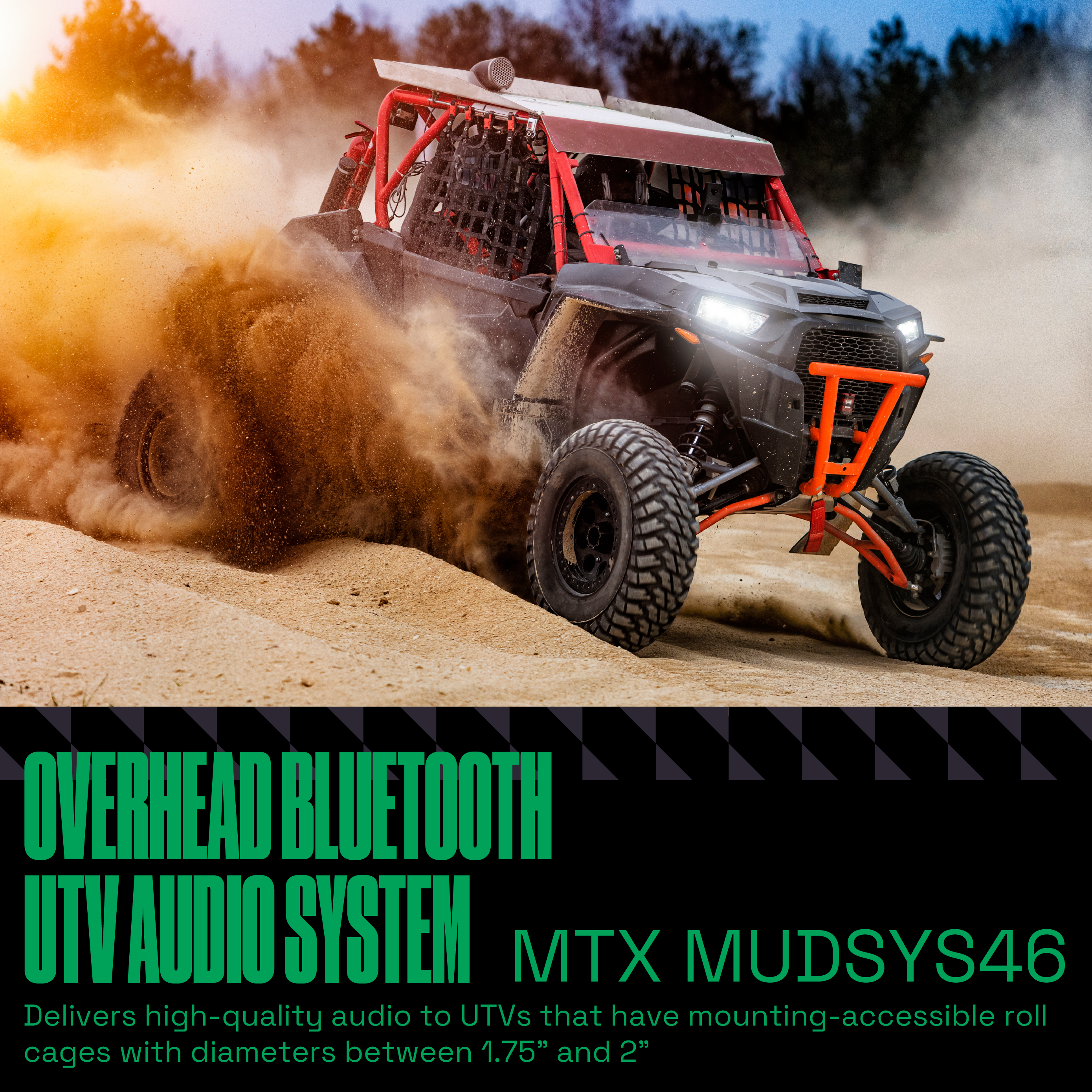 MTX Mud Series Bluetooth 4 Speaker Overhead UTV Audio Sound Bar System(Open Box) - VMInnovations