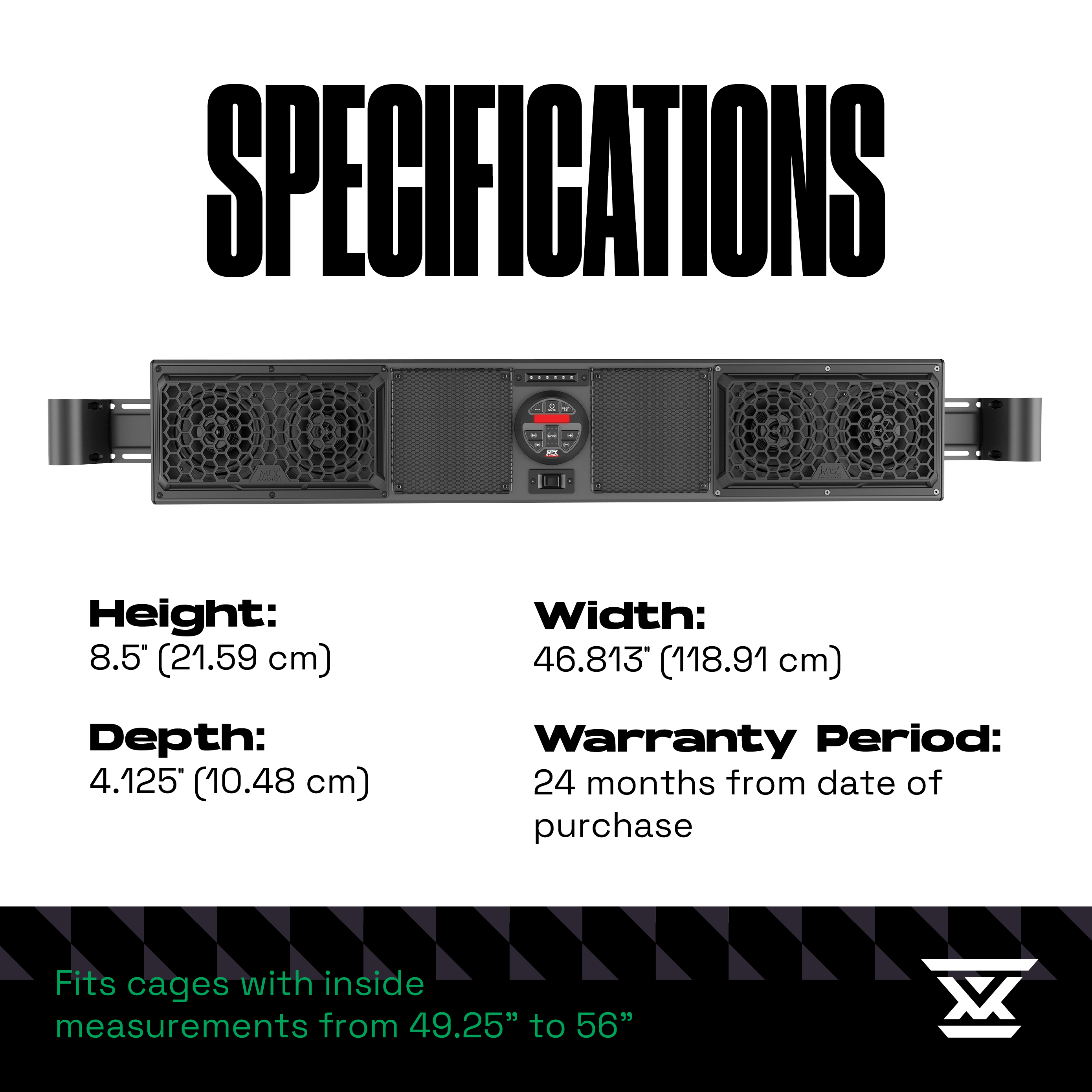 MTX Mud Series Bluetooth 4 Speaker Overhead UTV Audio Sound Bar System(Open Box) - VMInnovations