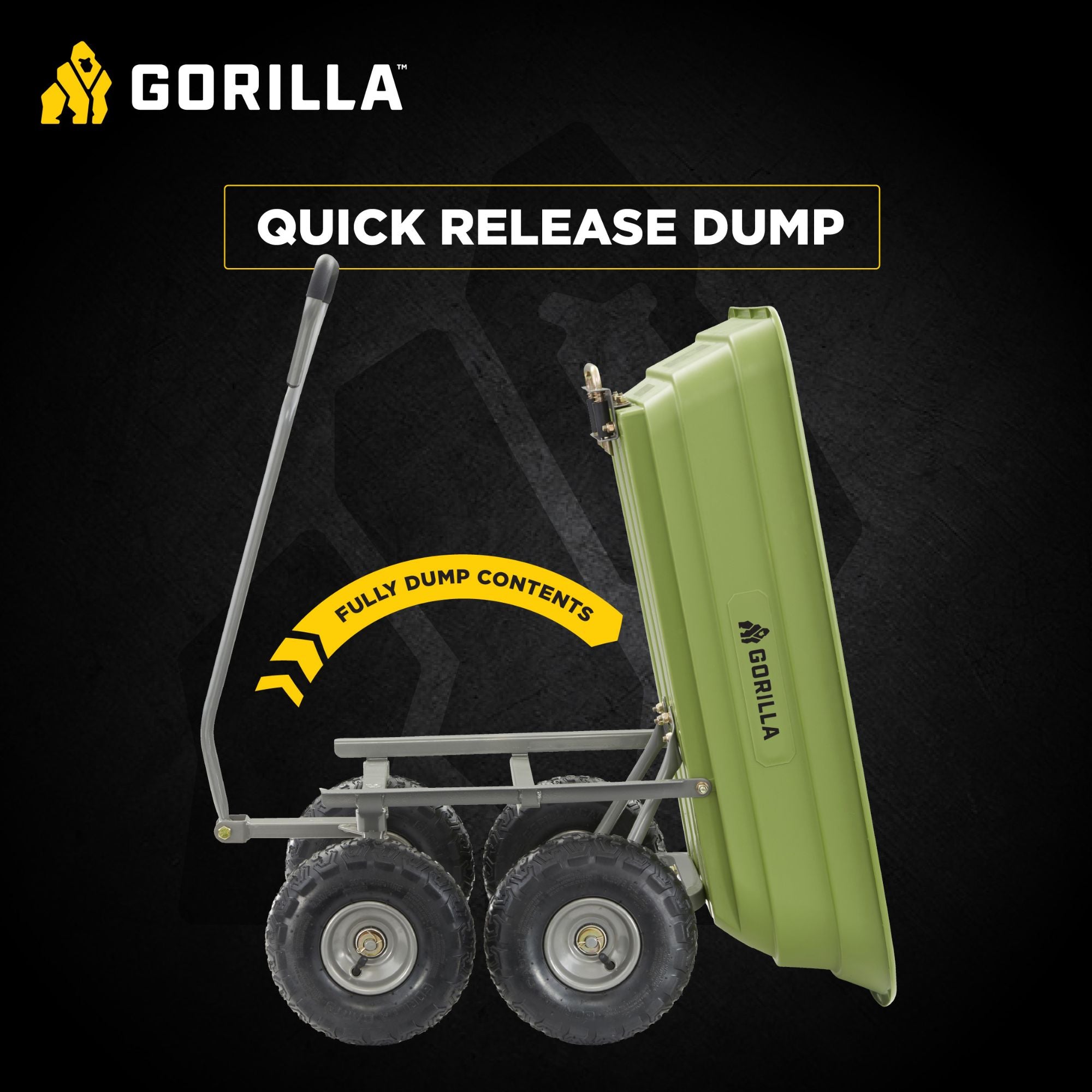 Gorilla Carts 600 Pound Capacity Poly Yard Dump Utility Cart, Green (Used)