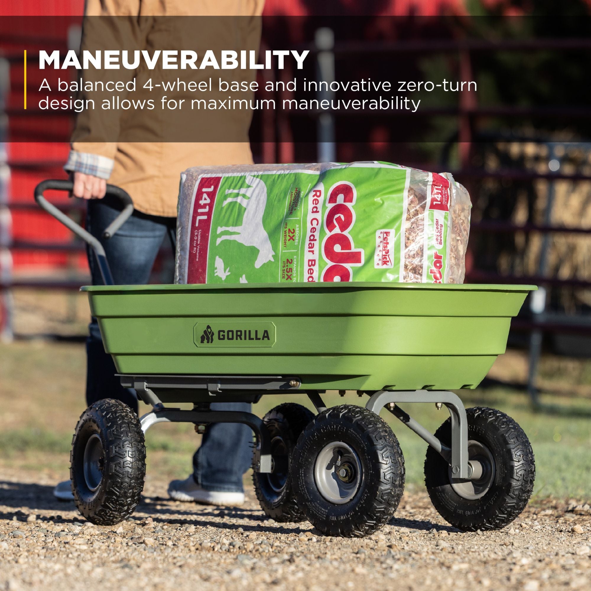Gorilla Carts 600 Pound Capacity Poly Yard Dump Utility Cart, Green (For Parts)