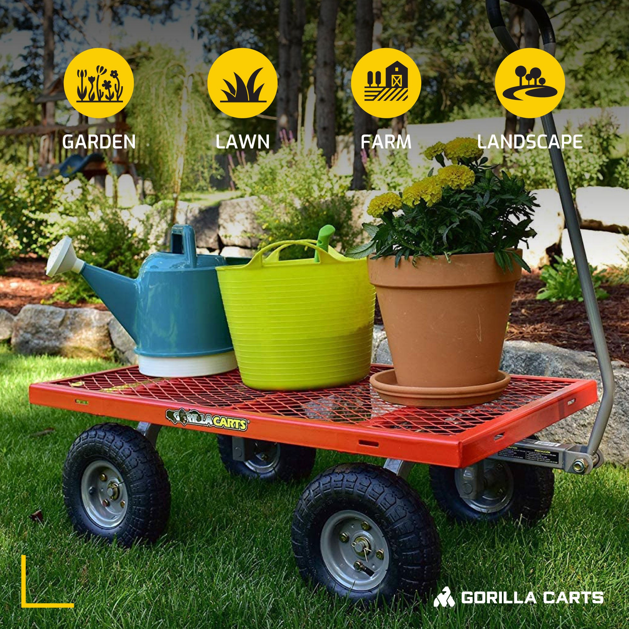 Gorilla Cart 800 Pound Capacity Steel Mesh Utility Wagon Cart, Red (Used) - VMInnovations