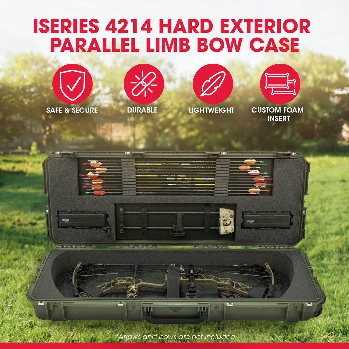 SKB Cases iSeries 4214 Hard Exterior Parallel Limb Bow Case, Green - VMInnovations