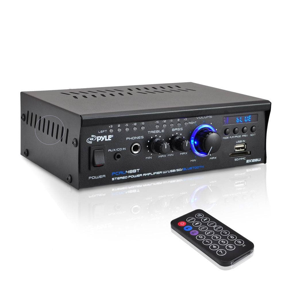 Pyle PCAU48BT Mini Blues Series 2 Channel Bluetooth Amplifier Stereo (2 Pack)