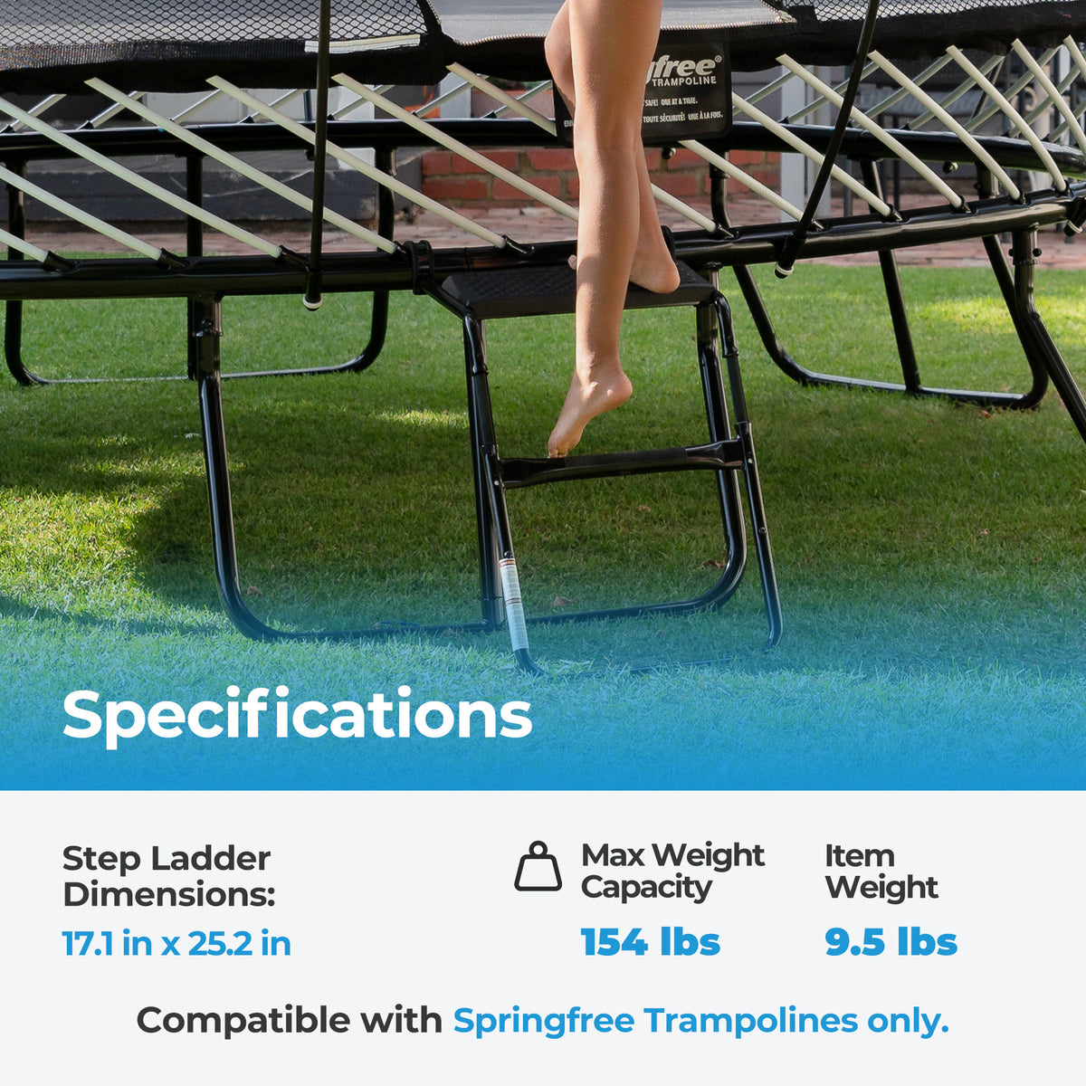 Springfree Outdoor 8 x 13 Ft Trampoline, Enclosure, Hoop Game, and Step Ladder - VMInnovations