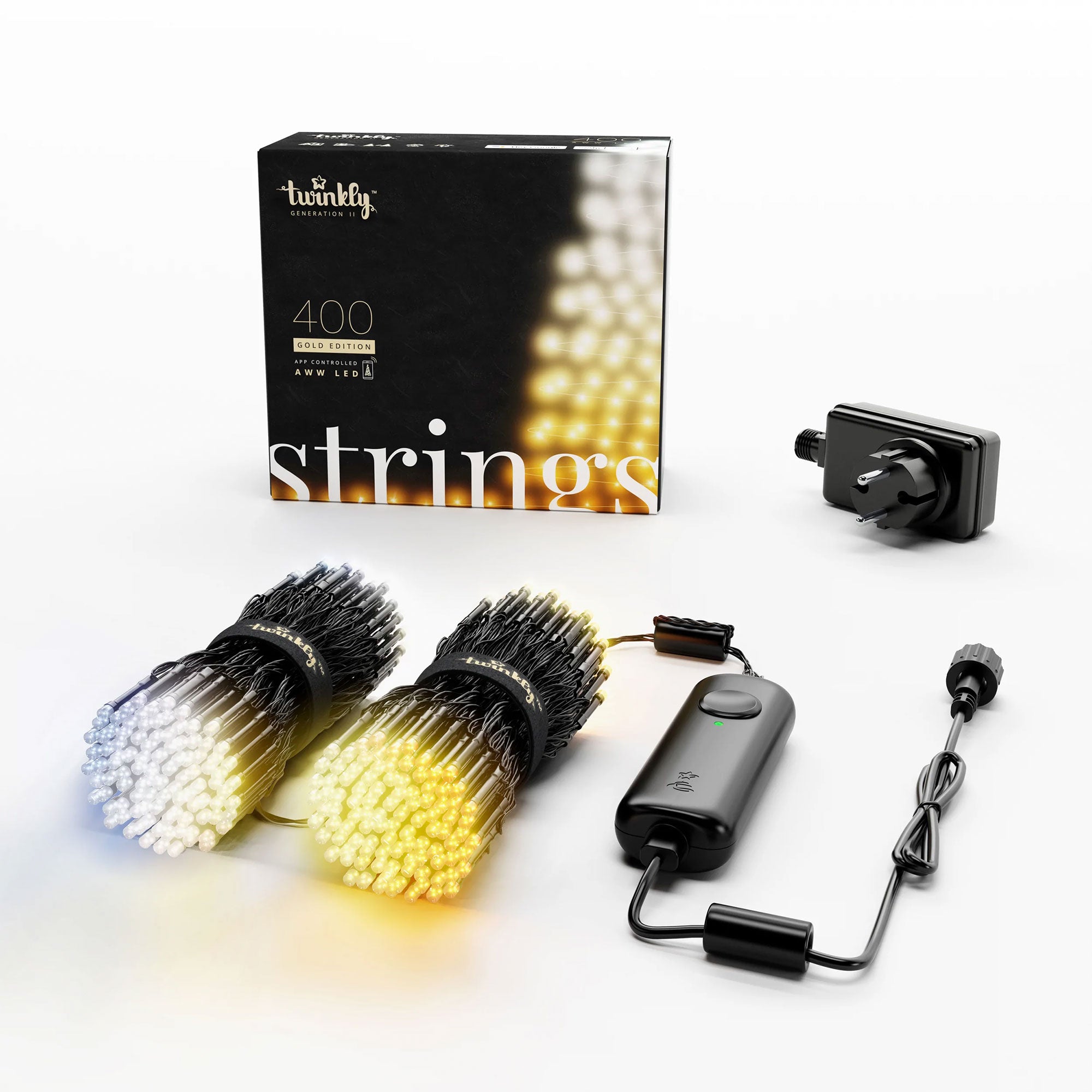 Twinkly Bluetooth 105 Ft 400 LED Amber/White Lights & USB Light Effects Dongle