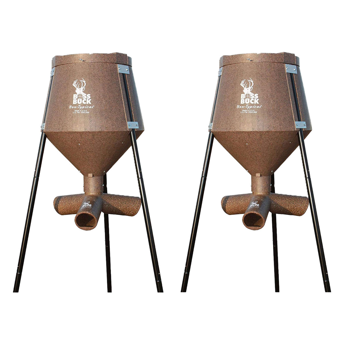 Boss Buck 200 Pound Gravity Fed Tripod Corn and Protein Pellet Feeder (2 Pack) - VMInnovations