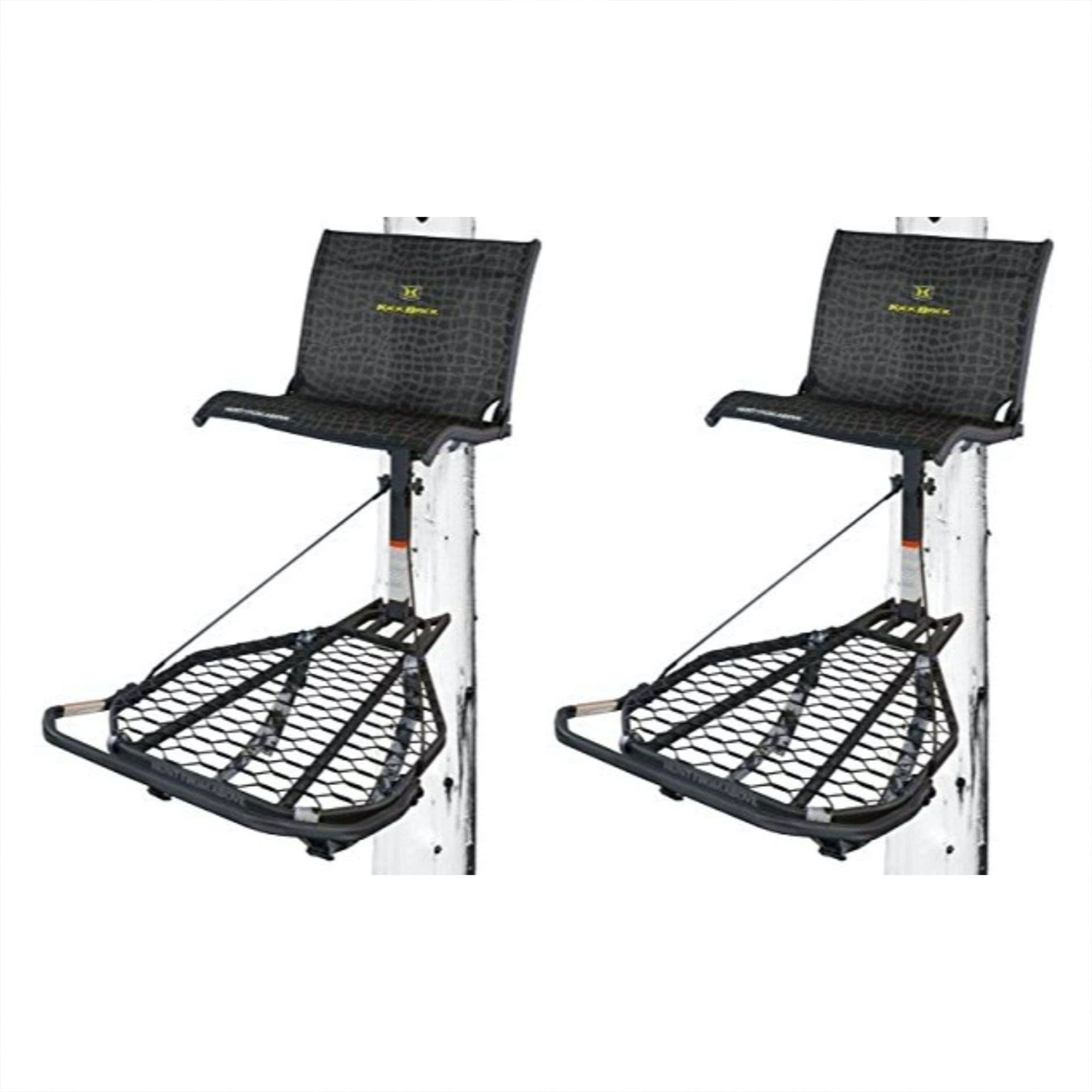 Hawk Kickback LVL Hang-On Deer Hunting Tree Stand w/ XL Seat & Platform, 2 Pack - VMInnovations