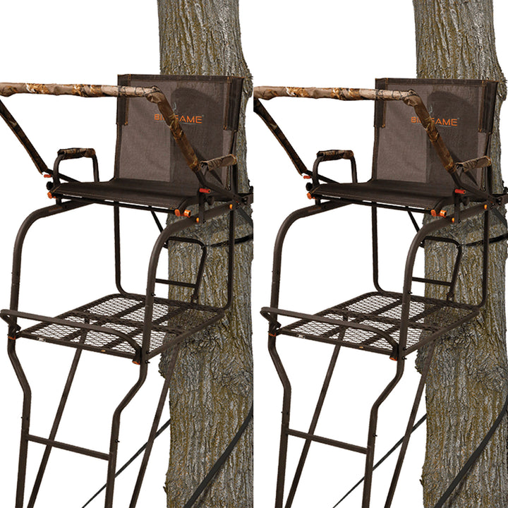 Big Game Hunter HD 1.5 Deer Hunting 18.5 Foot 1 Person Ladder Tree Stand, 2 Pack - VMInnovations