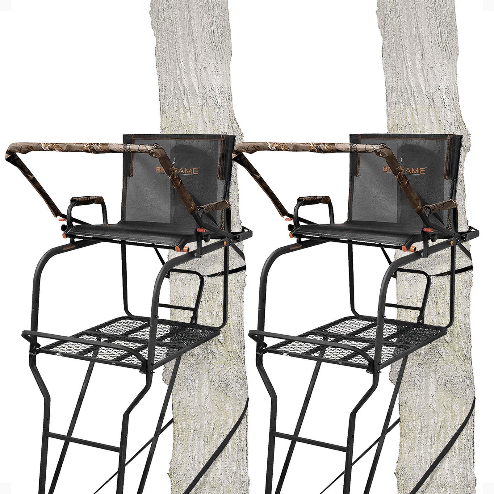Big Game Hunter HD 1.5 Deer Hunting 18.5 Foot 1 Person Ladder Tree Stand, 2 Pack - VMInnovations