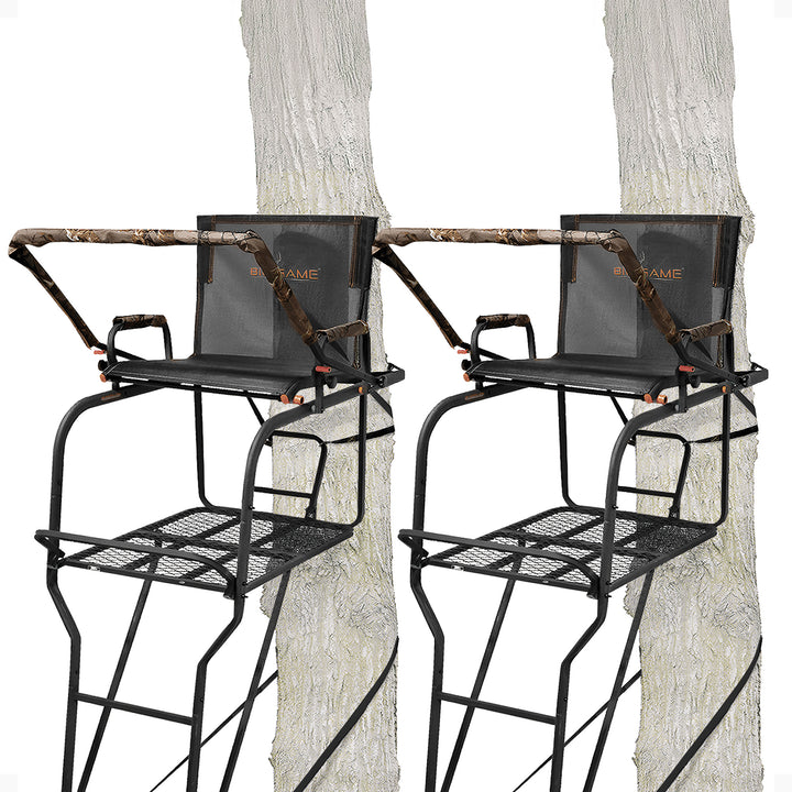 Big Game Hunter HD 1.5 Deer Hunting 18.5 Foot 1 Person Ladder Tree Stand, 2 Pack - VMInnovations