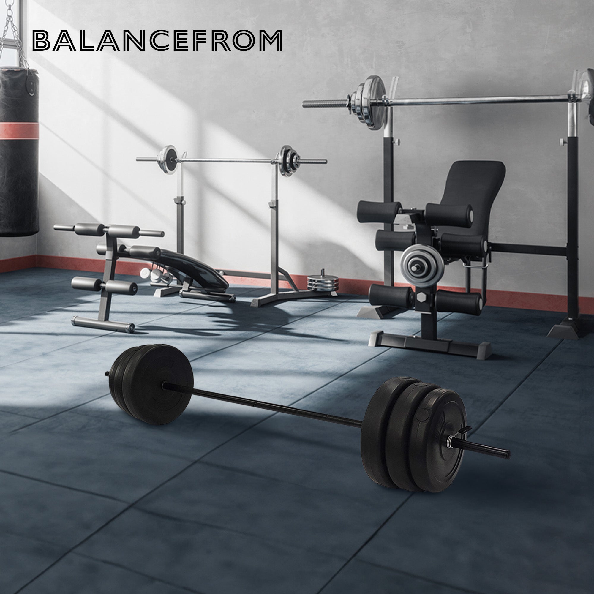 Everyday Essentials Home Gym Steel Barbell Weight Lifting Set, 100 Pounds (Used)