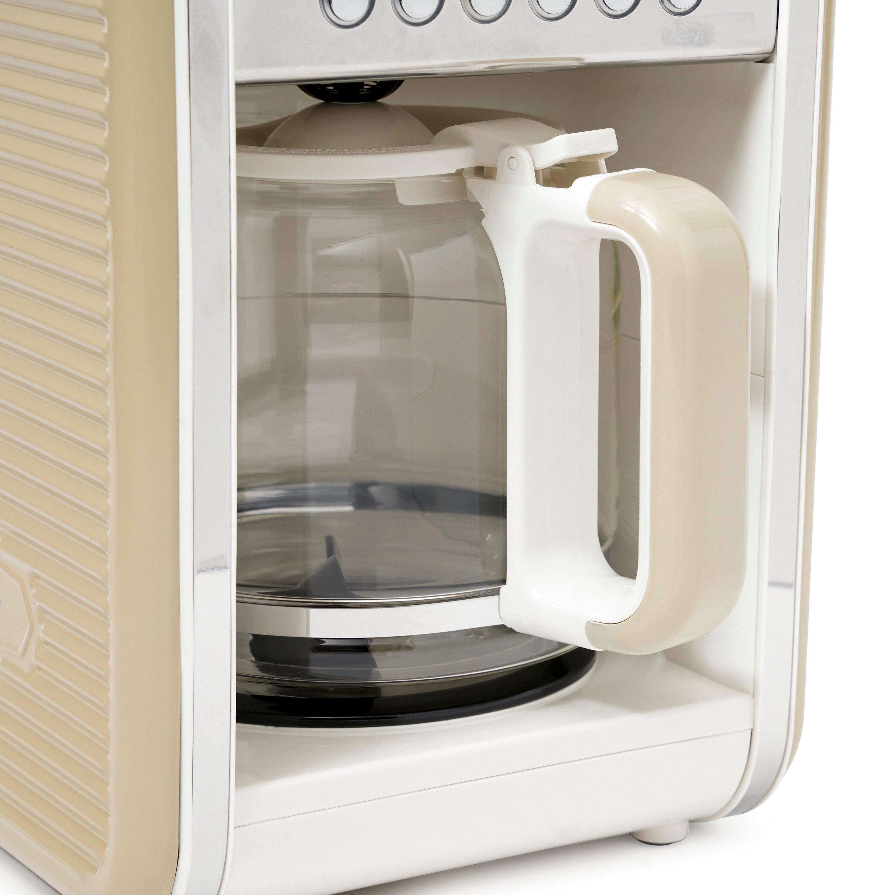 Ariete Vintage Kitchen Countertop 12 Cup Brew Timer Coffee Maker Machine, Beige