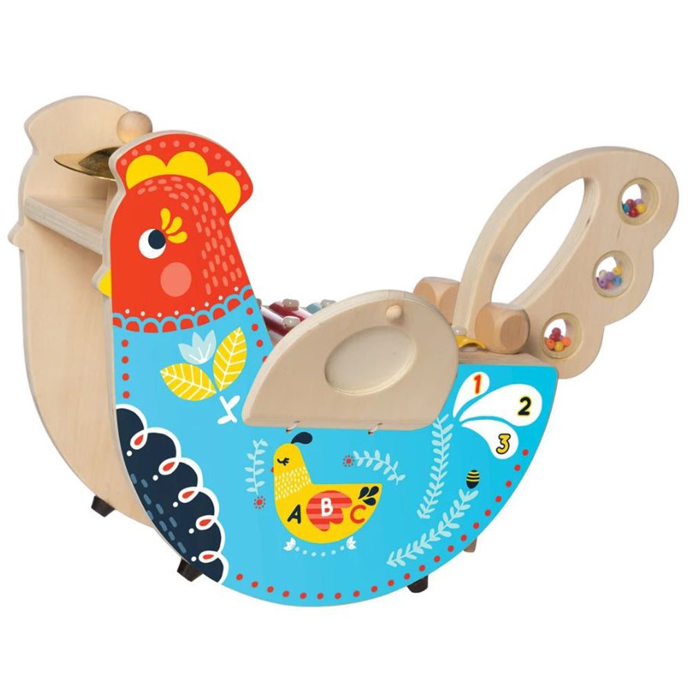 Manhattan Toy Musical Colorful Chicken Wooden Instrument with 5 Attachments