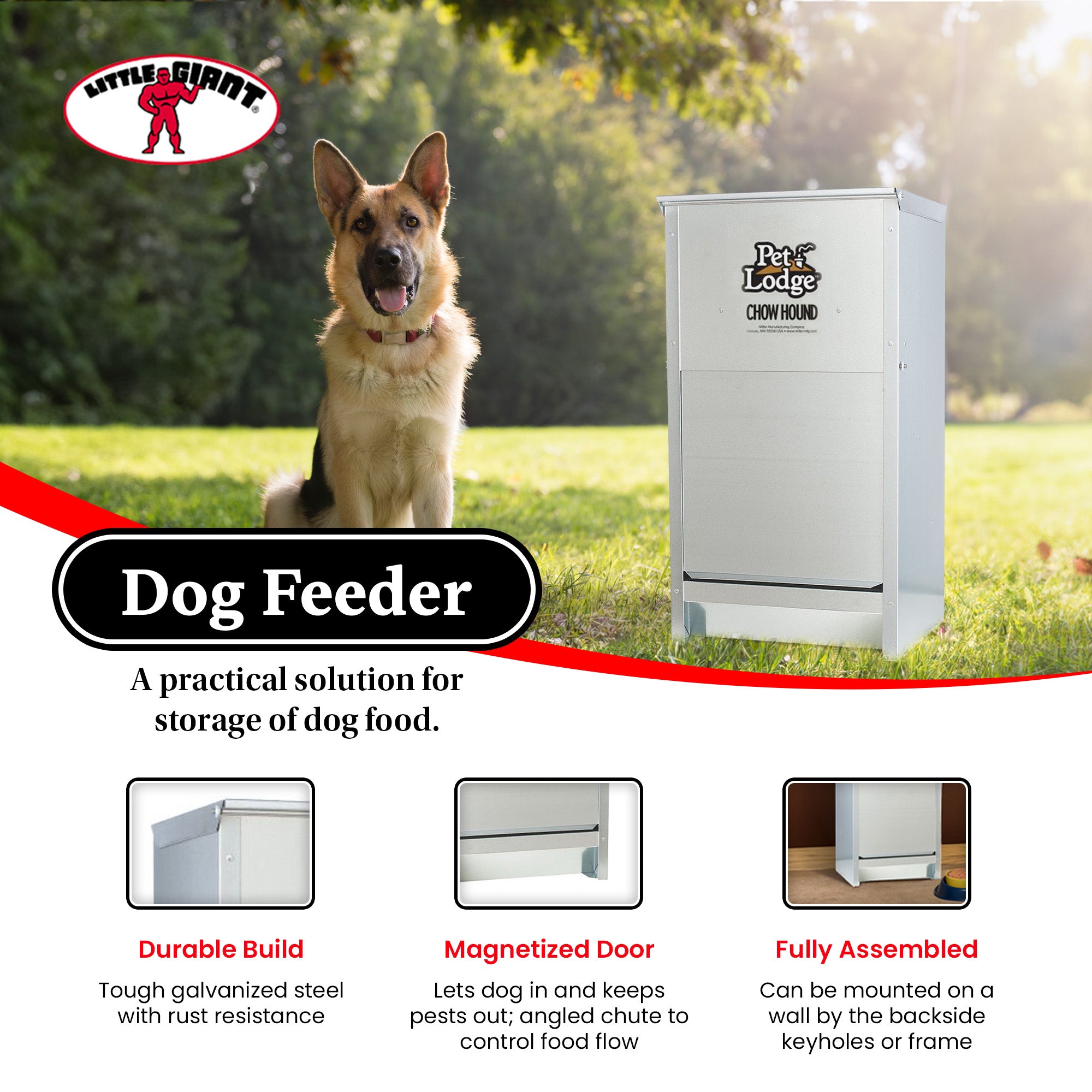 Little Giant Dry Food Automatic Steel Dog Feeder Chow Hound 25 Pounds (4 Pack) - VMInnovations