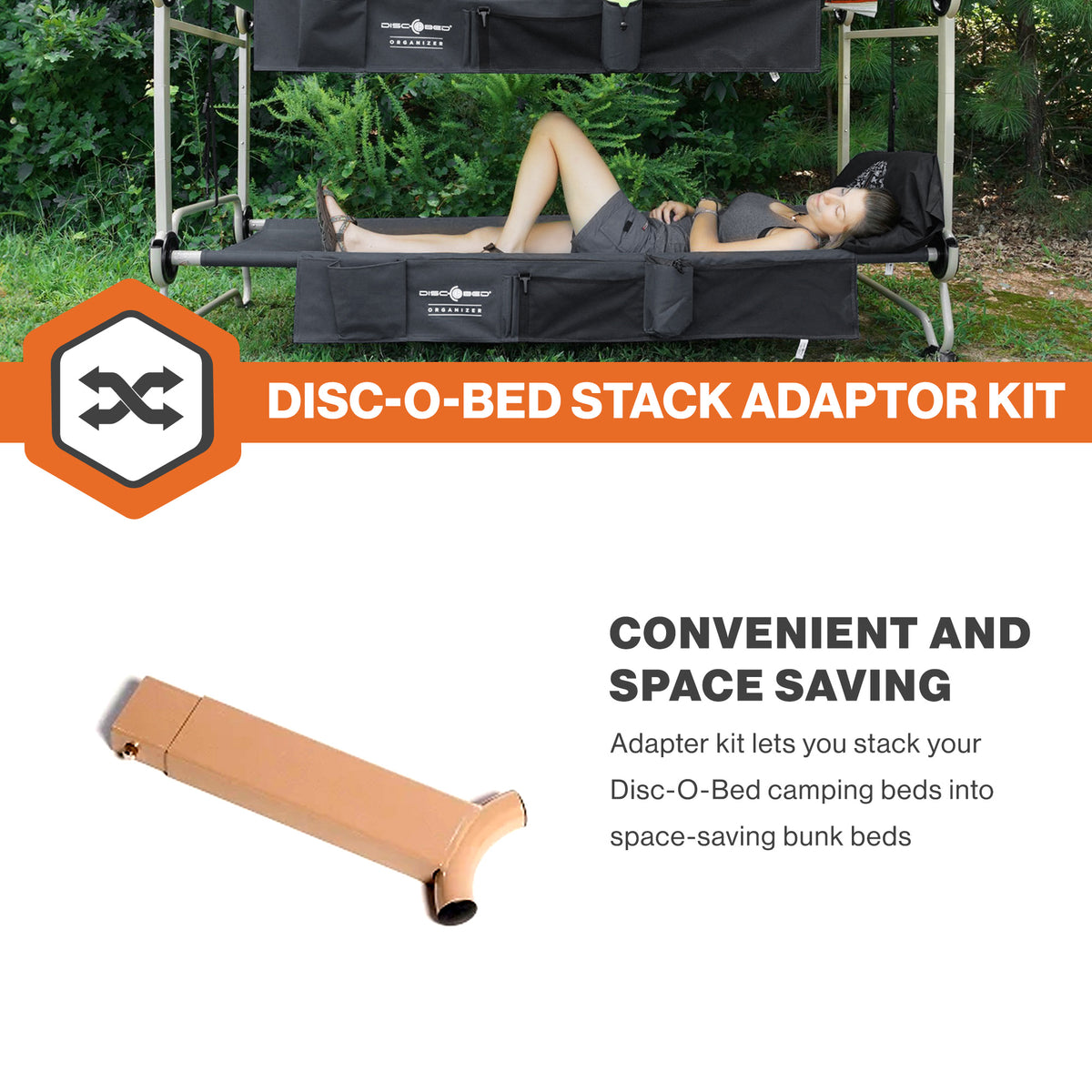 Disc-O-Bed 4 Pack Stack Adapter Kit for Disc-O-Bed Camping Cot Systems, Beige - VMInnovations