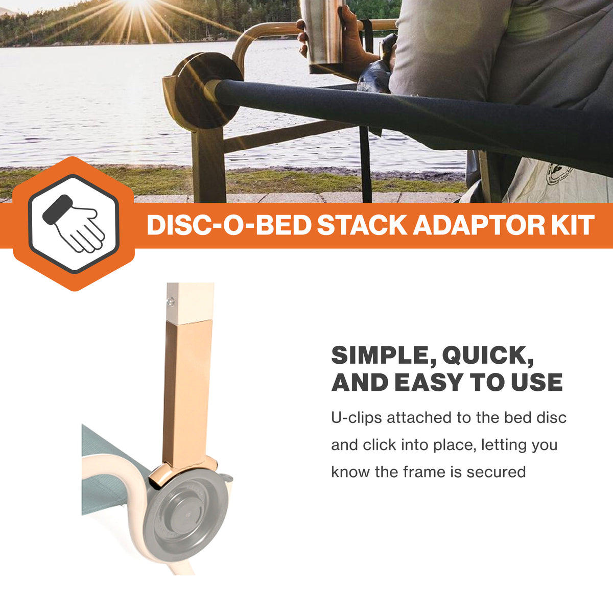 Disc-O-Bed 4 Pack Stack Adapter Kit for Disc-O-Bed Camping Cot Systems, Beige - VMInnovations