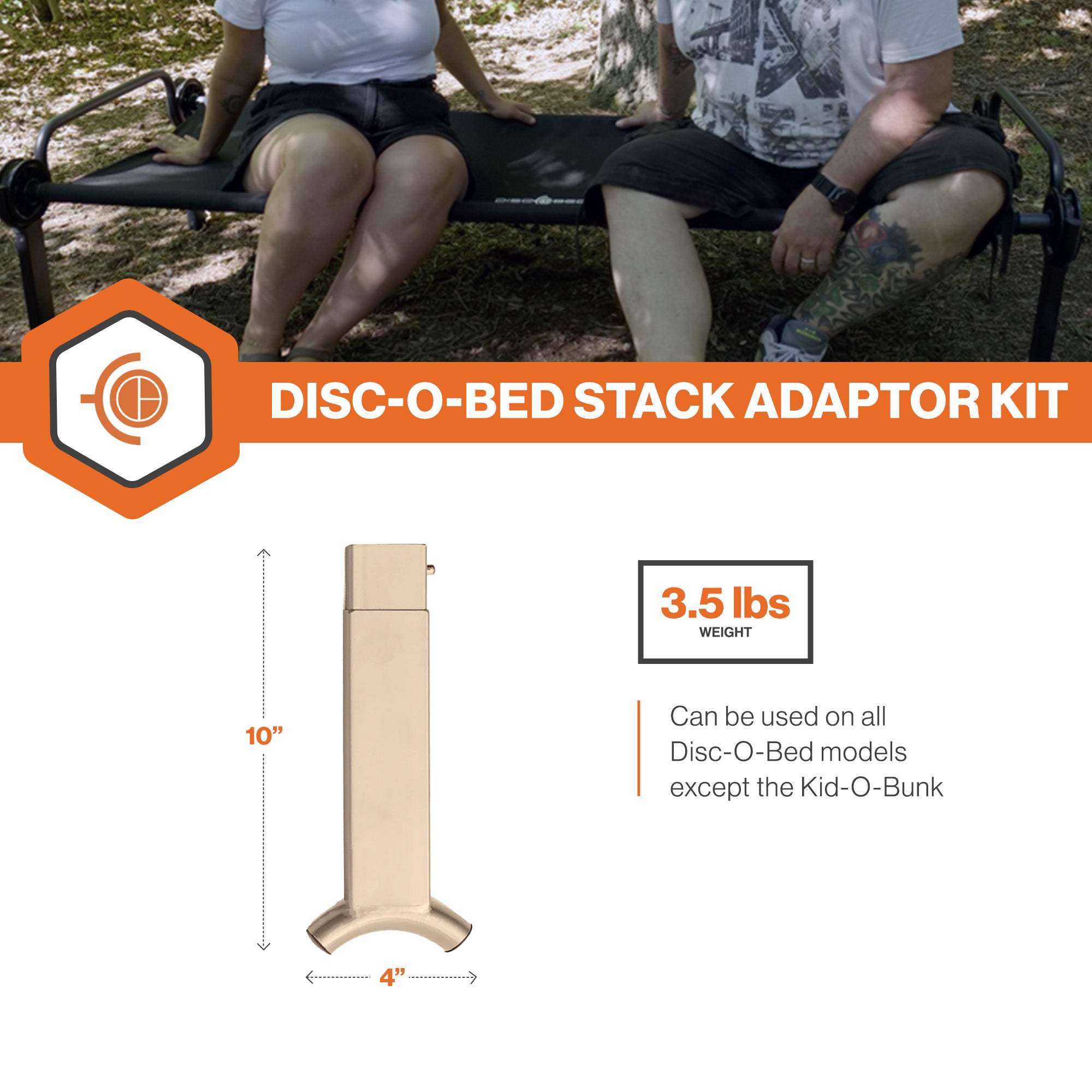 Disc-O-Bed Camping Cot Bed Metal Height Extension Stack Adapter Kit Beige (Used)