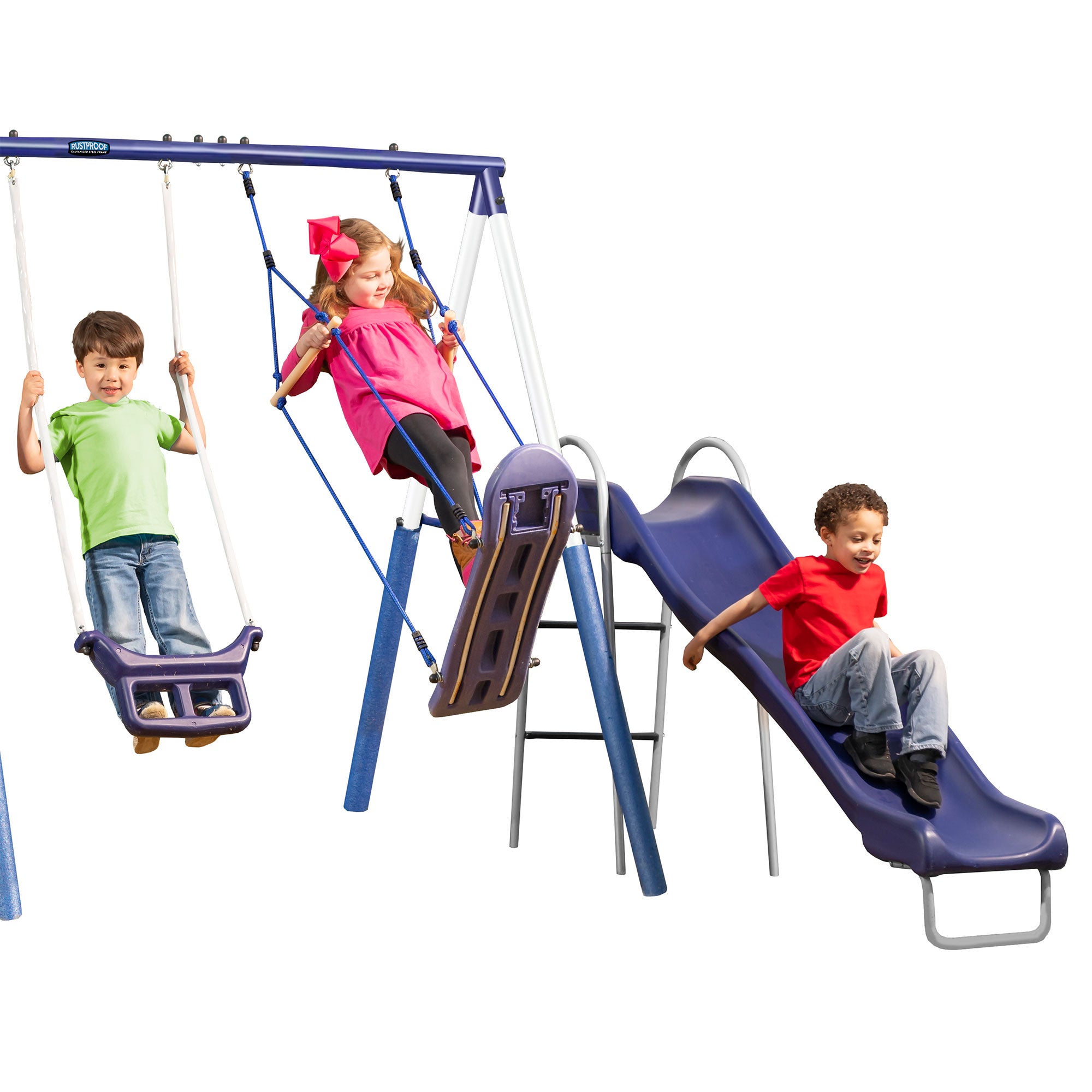 XDP Recreation Surf N Swing 5 Station Outdoor Swing and Play Set with Slide - VMInnovations