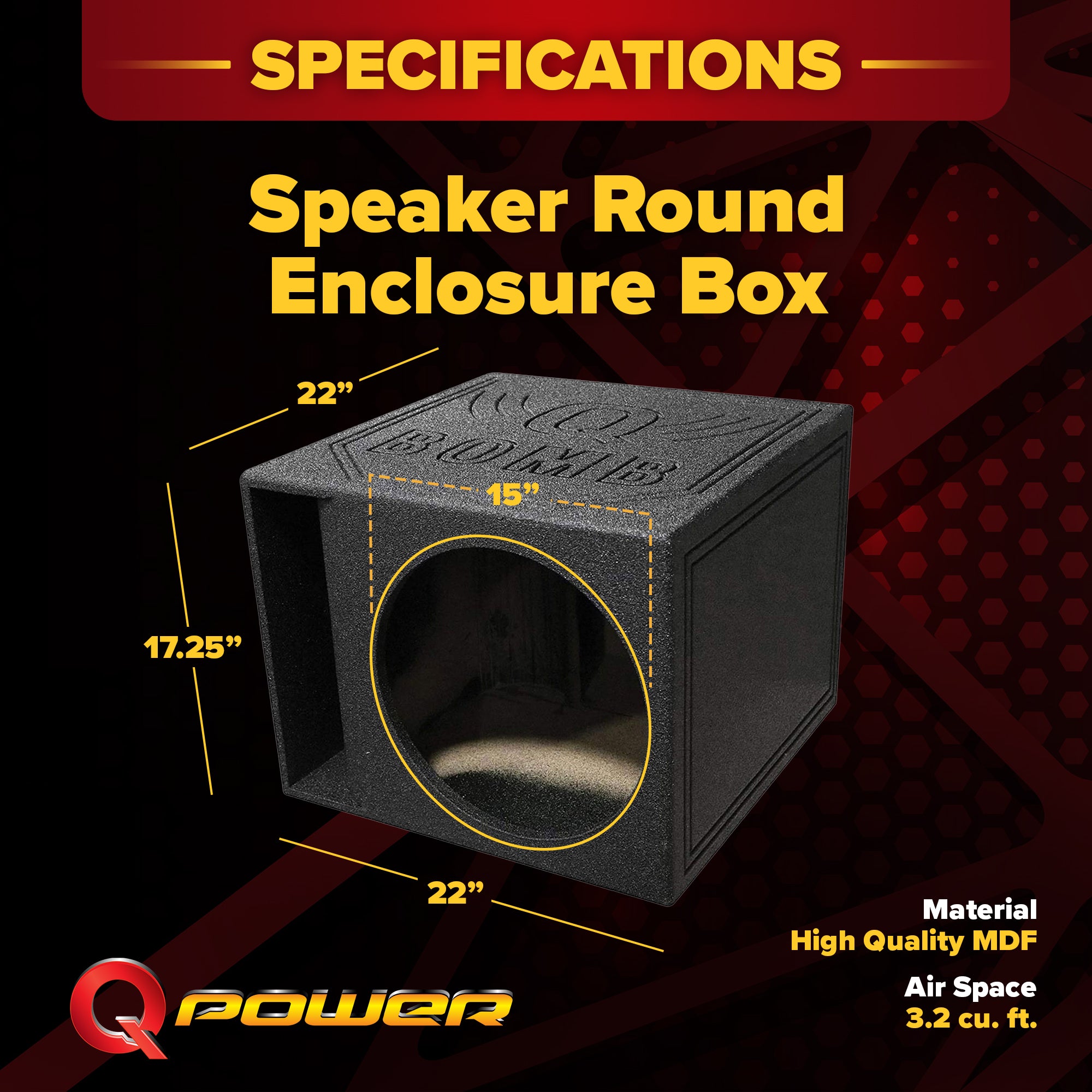 QPower QBOMB15HP Single 15 Inch Vented Side Ported Speaker Round Enclosure Box - VMInnovations