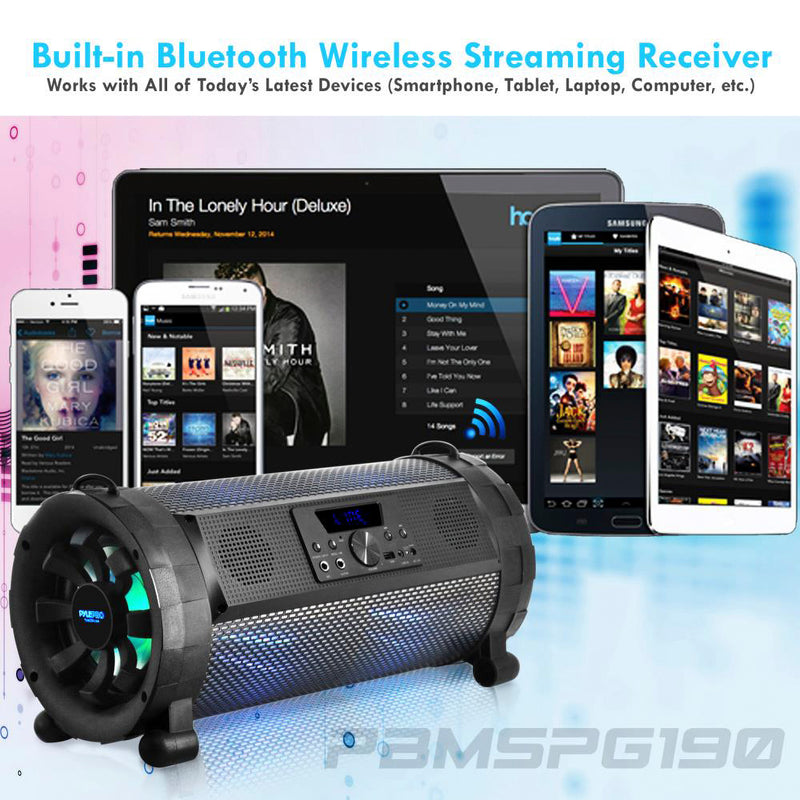 Pyle PBMSPG190 300 Watt Bluetooth Wireless BoomBox Speakers Stereo (2 Pack)