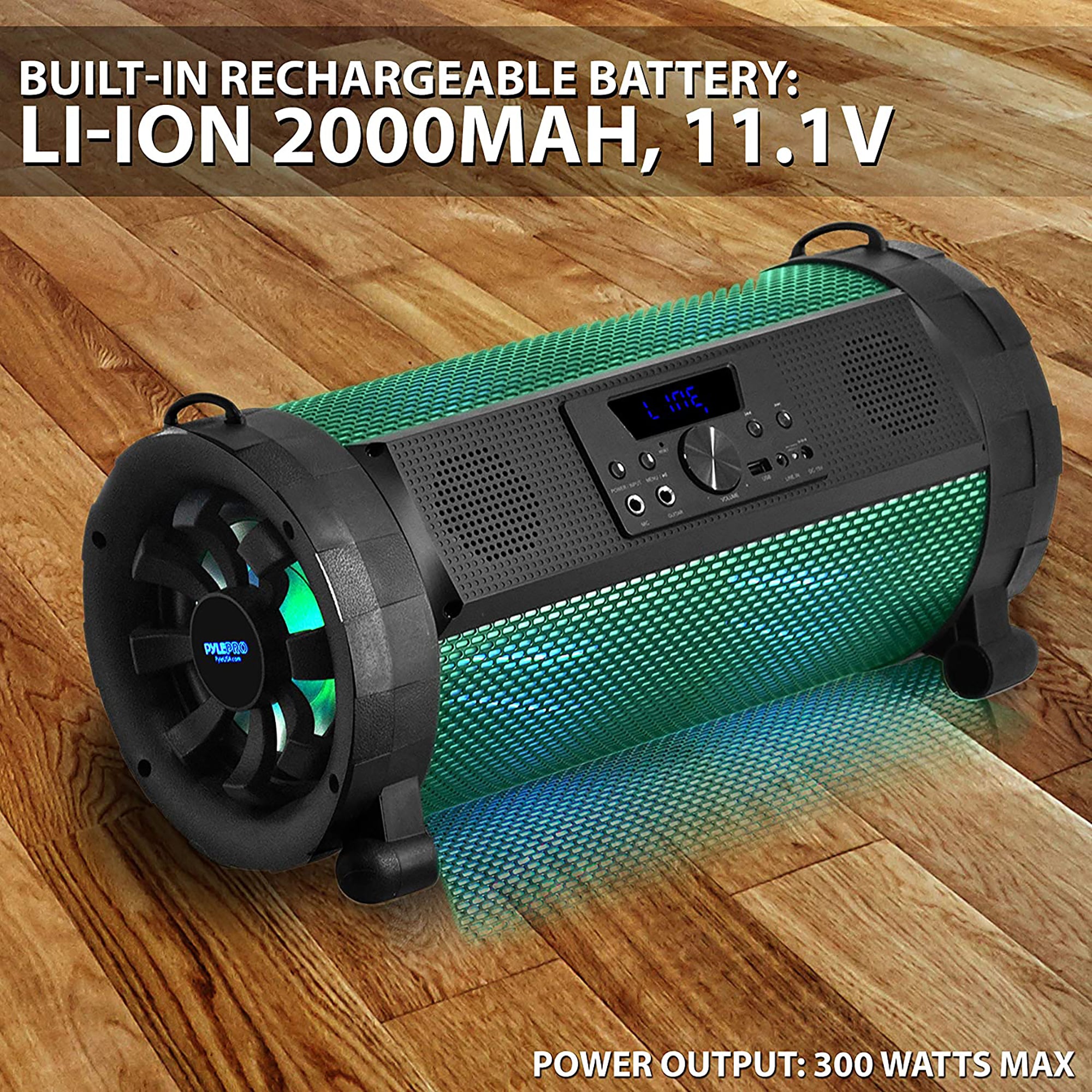 Pyle PBMSPG190 300 Watt Bluetooth Wireless BoomBox Speakers Stereo (2 Pack)