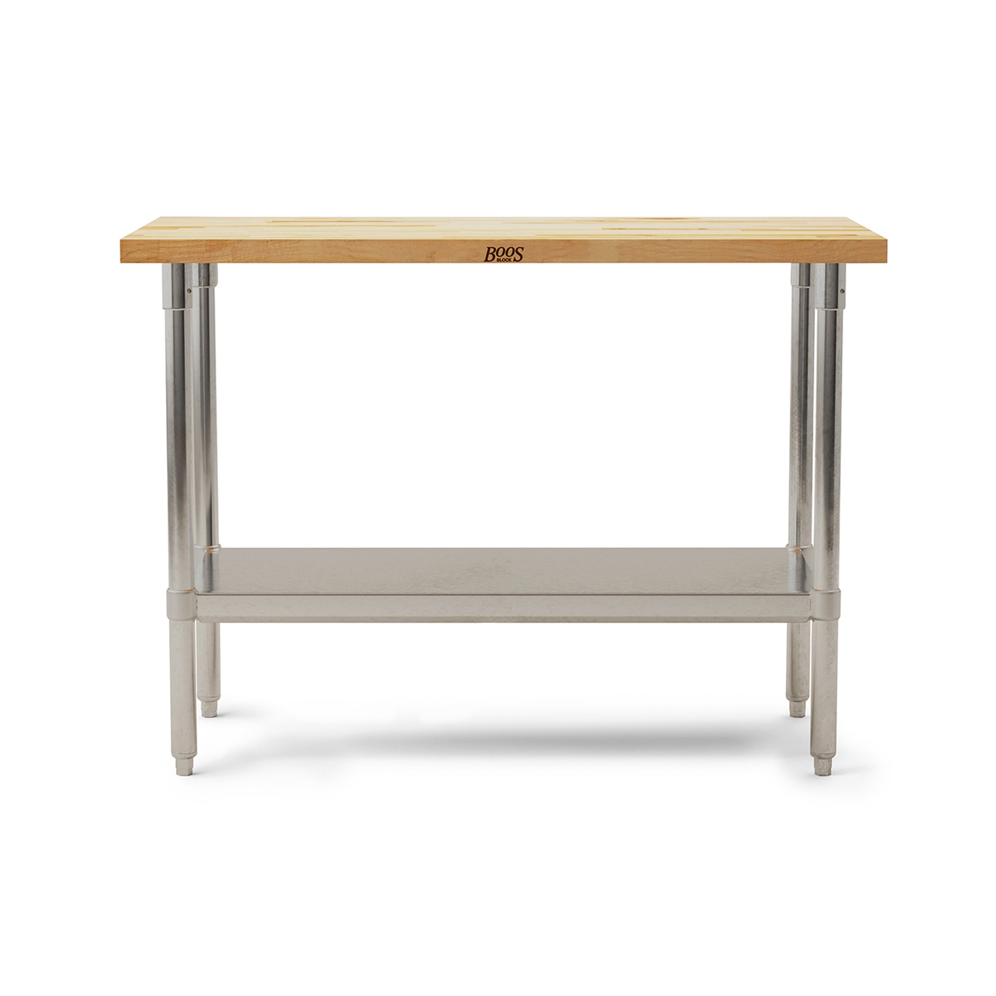 John Boos Maple Wood Top Work Table with Adjustable Lower Shelf, 48 x 30 x 1.5" - VMInnovations
