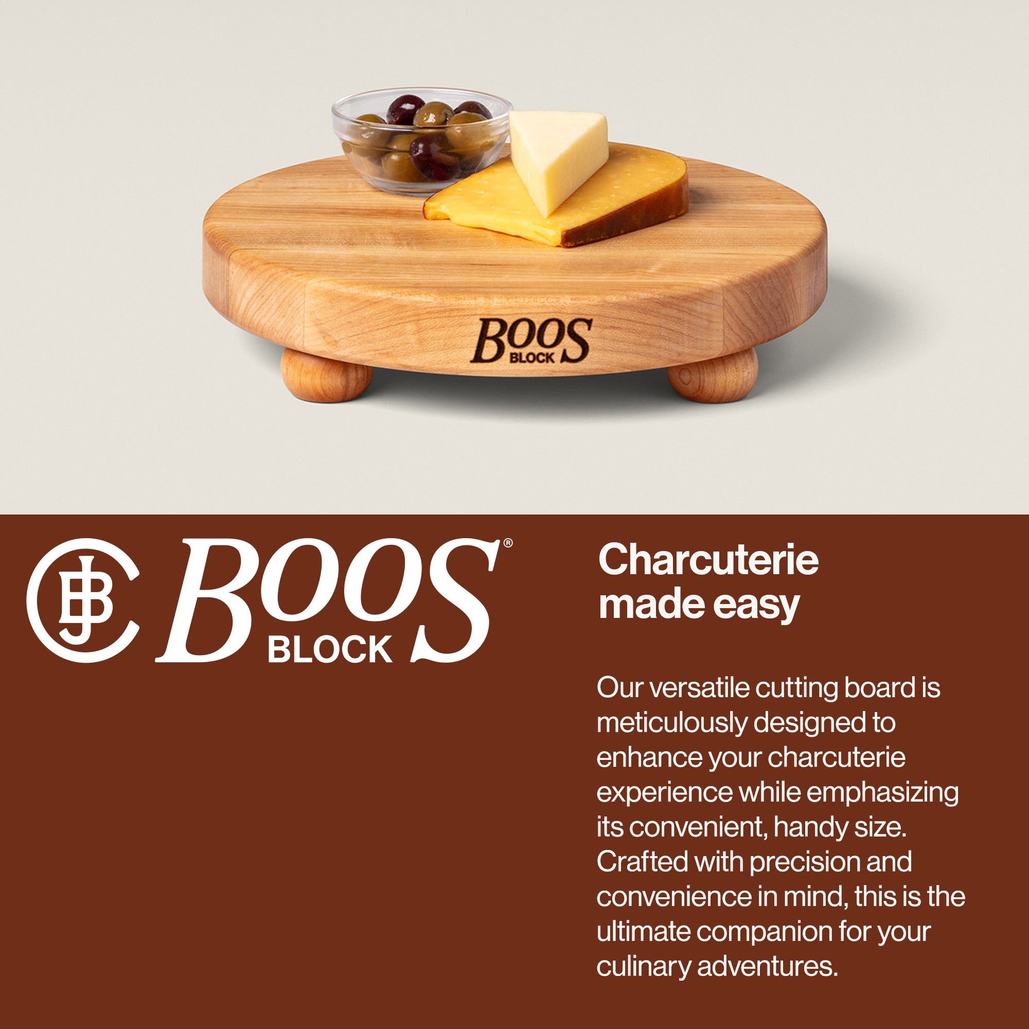 John Boos 12" Diameter 1.5" Thick Maple Wood Round Cutting Board (Open Box) - VMInnovations