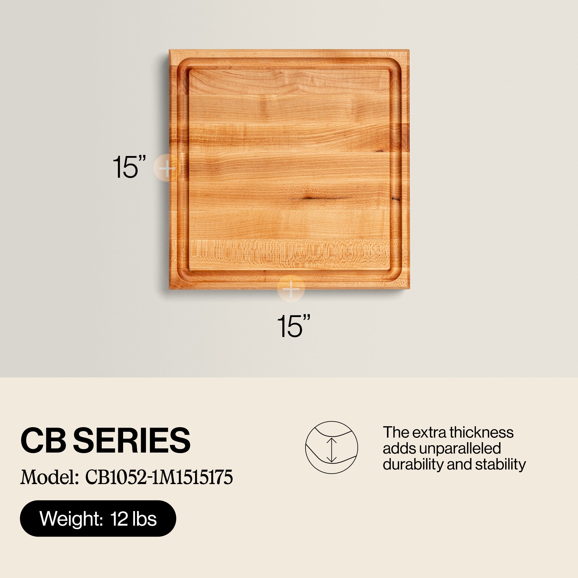John Boos Block 15x15" Square Cutting/Carving Board w/ Juice Groove (Open Box) - VMInnovations