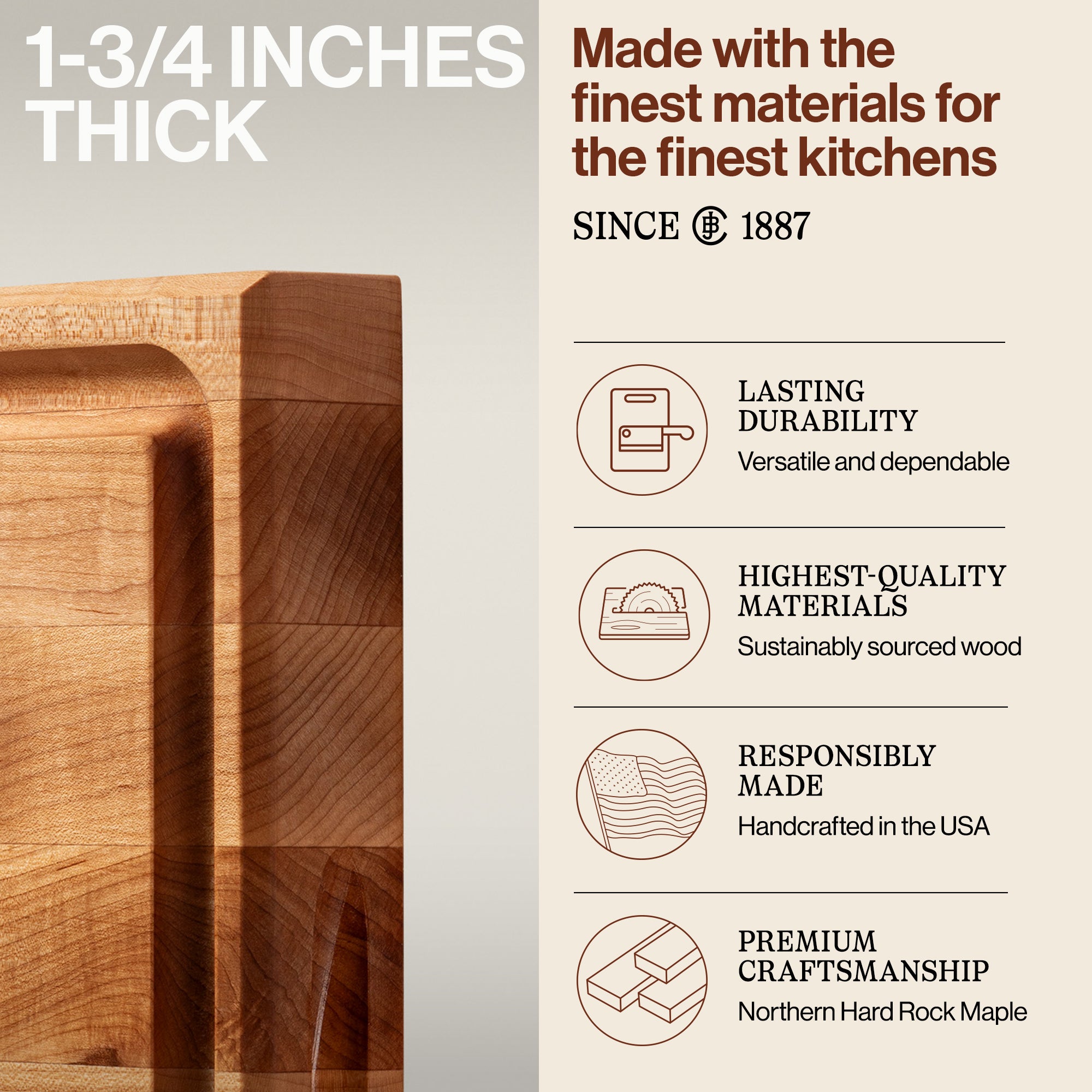John Boos Block 15x15" Square Cutting/Carving Board w/ Juice Groove (Open Box) - VMInnovations