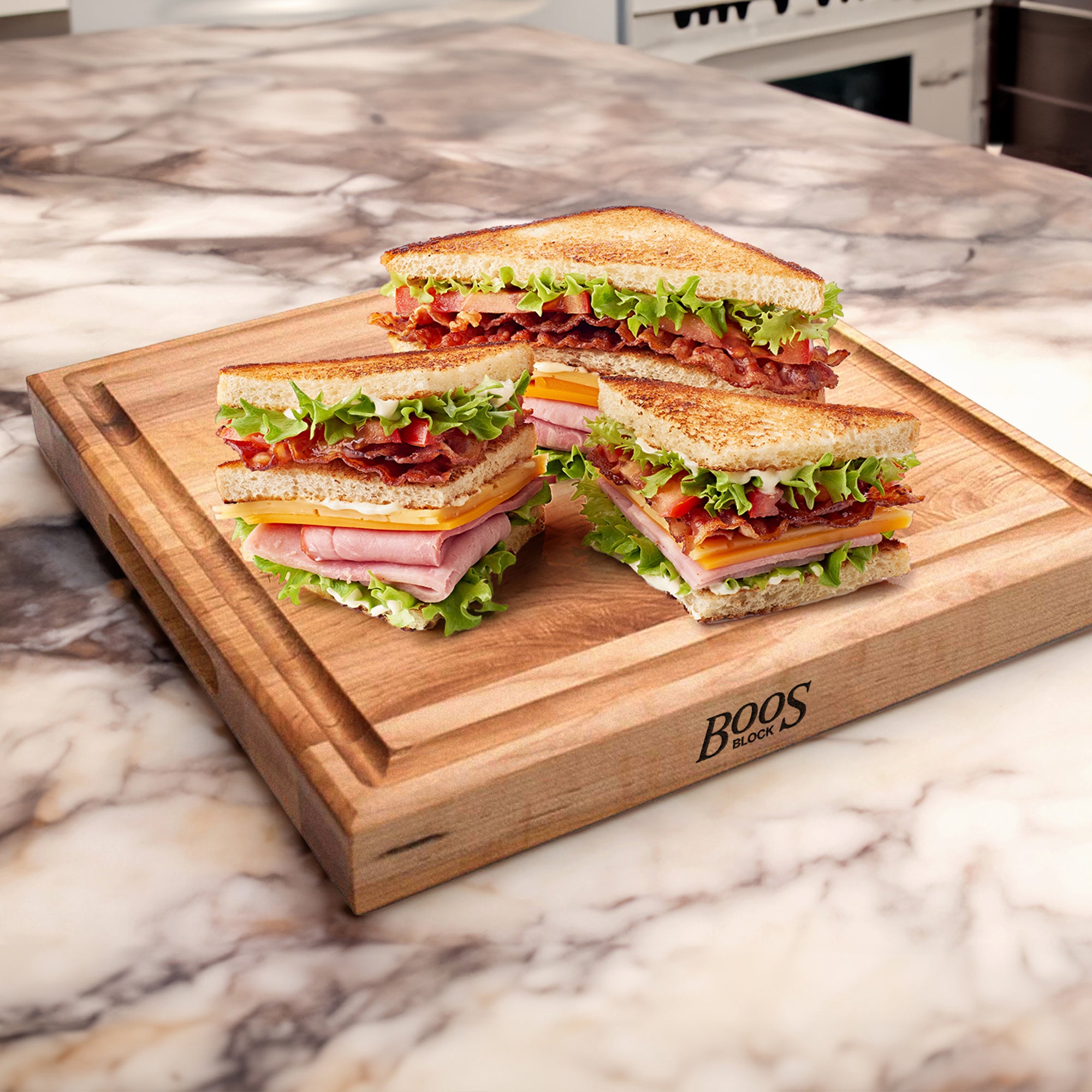 John Boos Block 15x15" Square Cutting/Carving Board w/ Juice Groove (Open Box) - VMInnovations