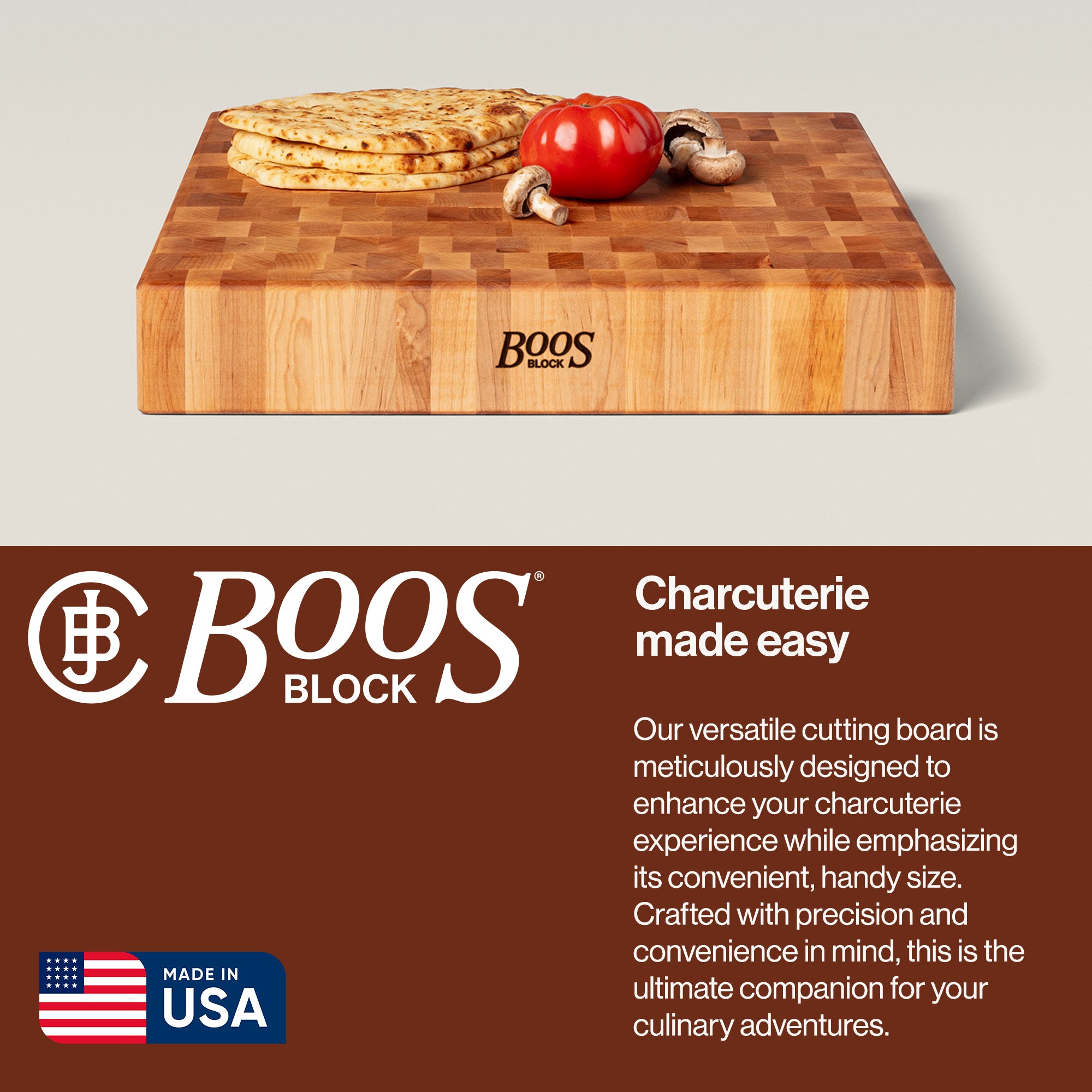 John Boos Large Maple Wood End Grain Chopping Board for Kitchen, 18" x 18" x 3" - VMInnovations