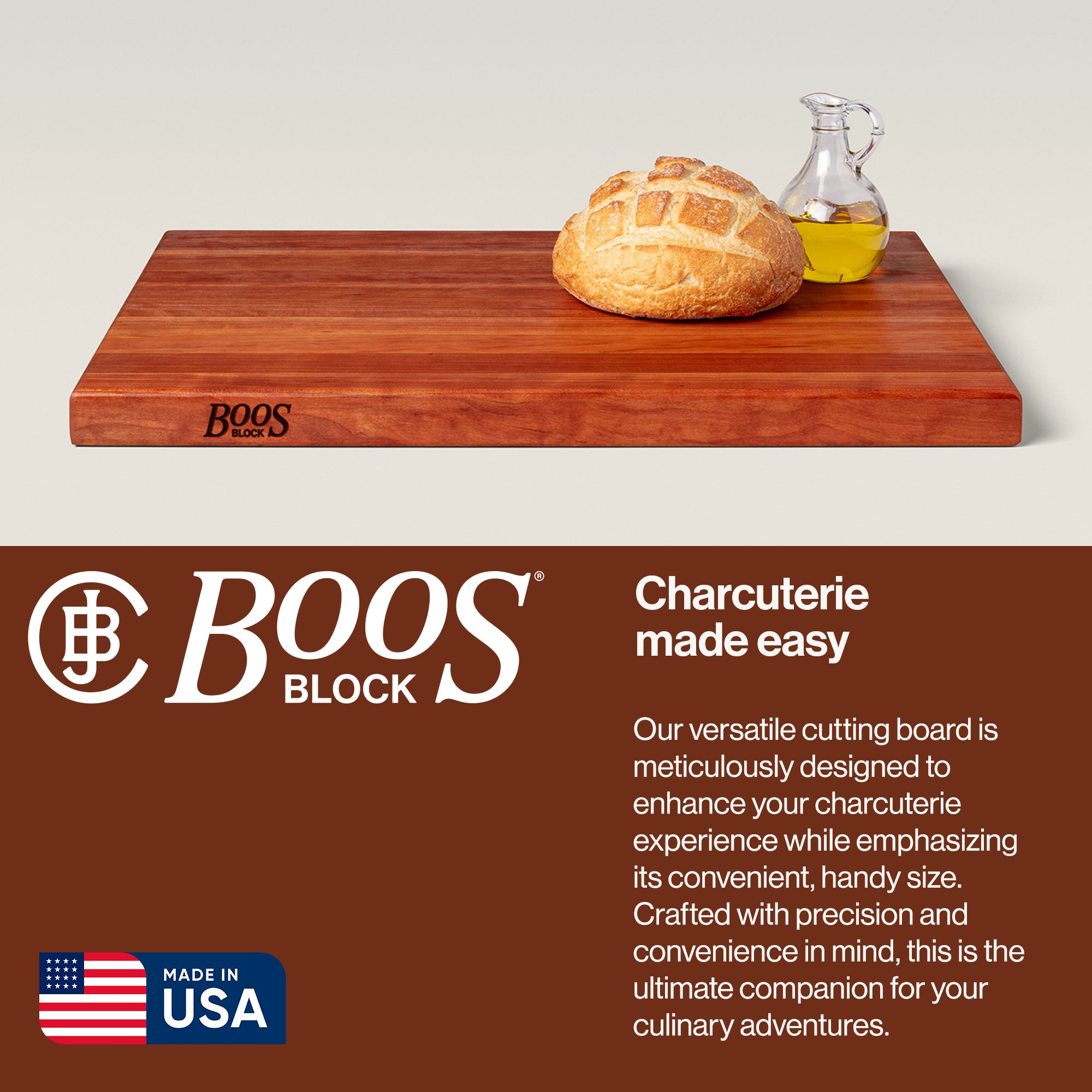 John Boos Cherry Wood Edge Grain Reversible Cutting Board, 24 x 18 x 1.5 Inches - VMInnovations