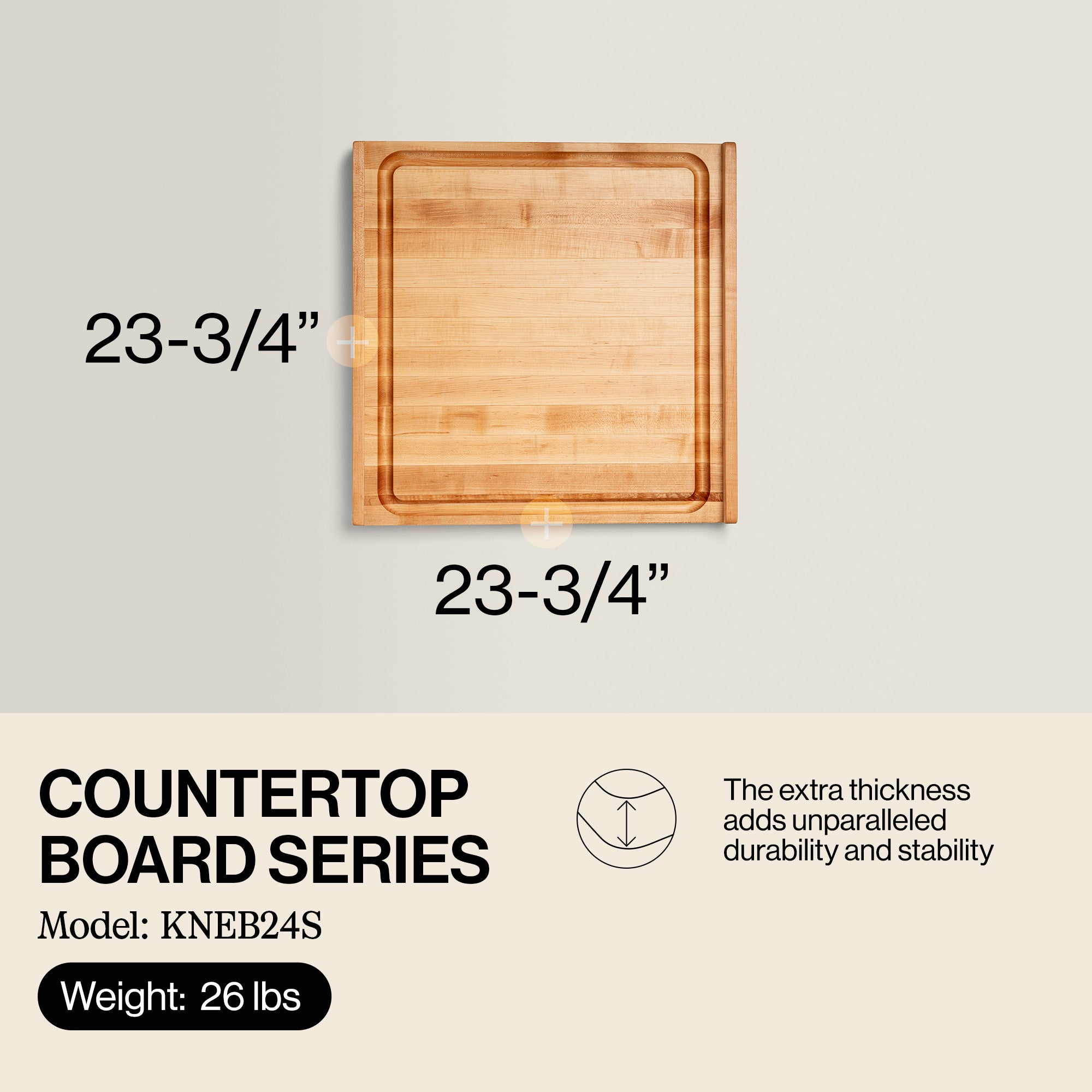 John Boos Block 23.75" Wide Square Maple Cutting Board w/ Gravy Groove(Open Box) - VMInnovations