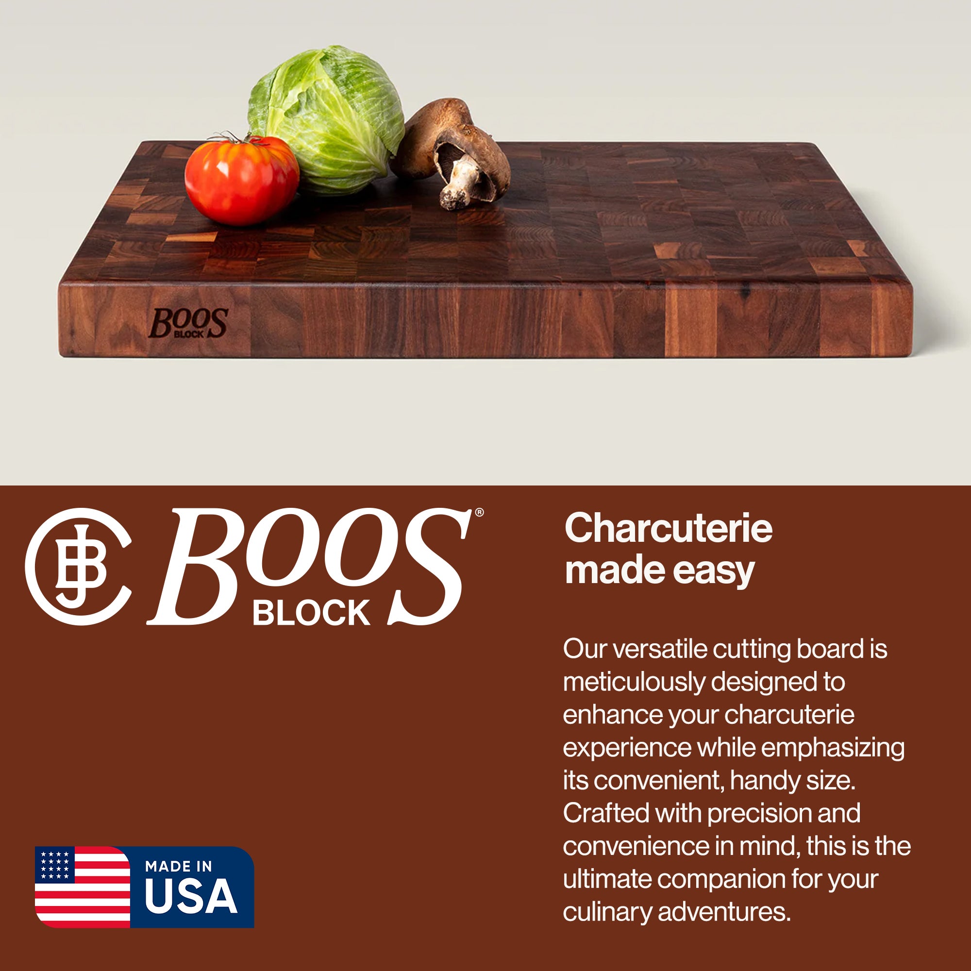 John Boos Walnut Wood Edge Grain Reversible Cutting Board, 18x12x1.75(Open Box)
