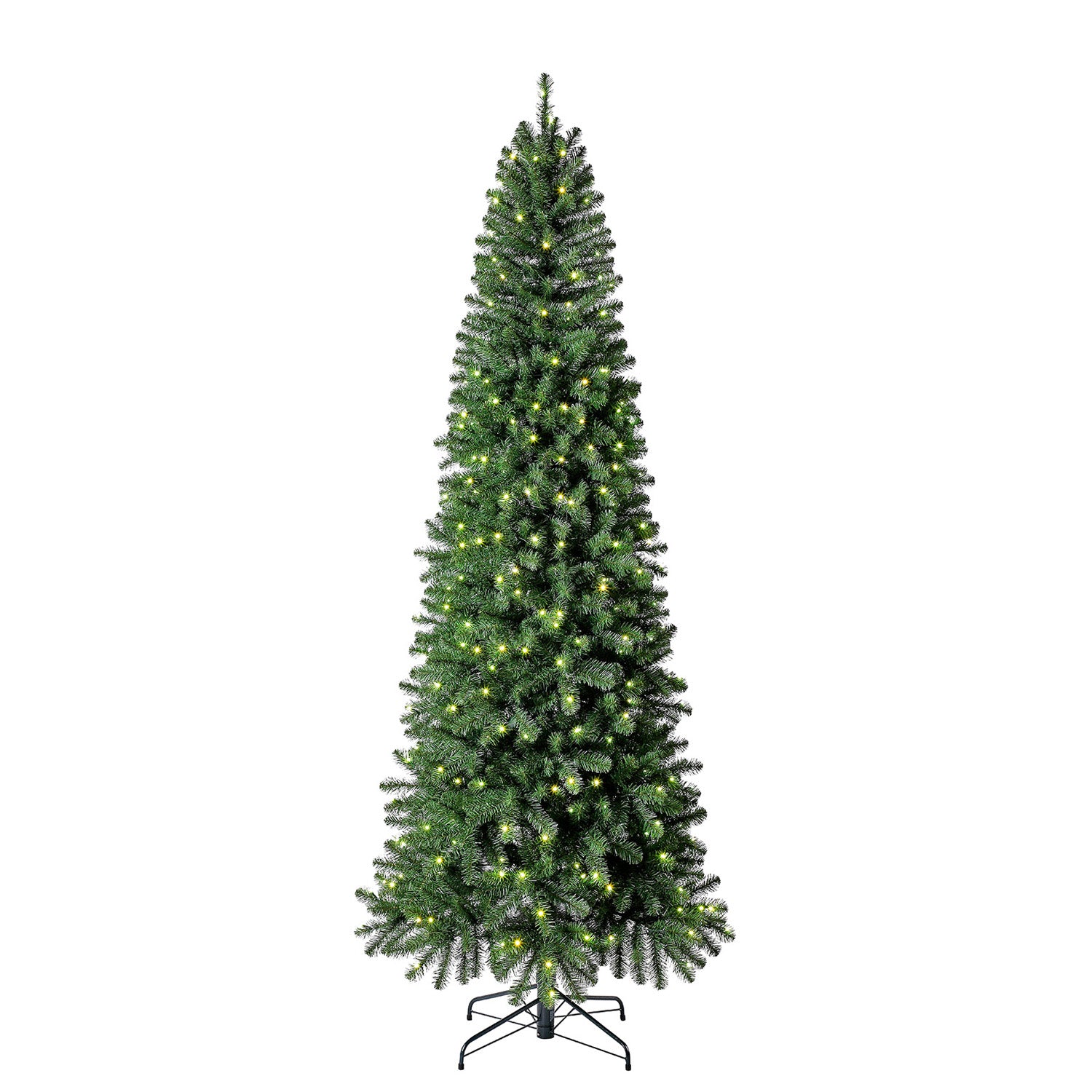9 Ft Color Blast Pencil Pine Prelit Christmas Tree, 250 LED Lights (Used) - VMInnovations