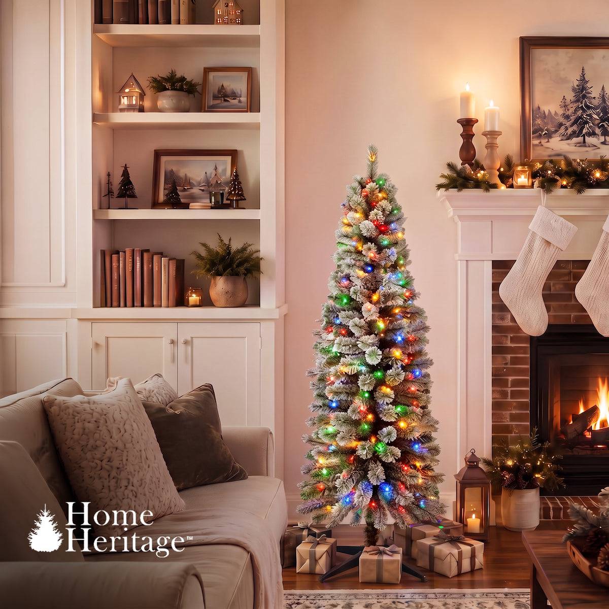 Home Heritage Stanley 5' Pine Artificial Christmas Tree, PreLit 150 Color Lights