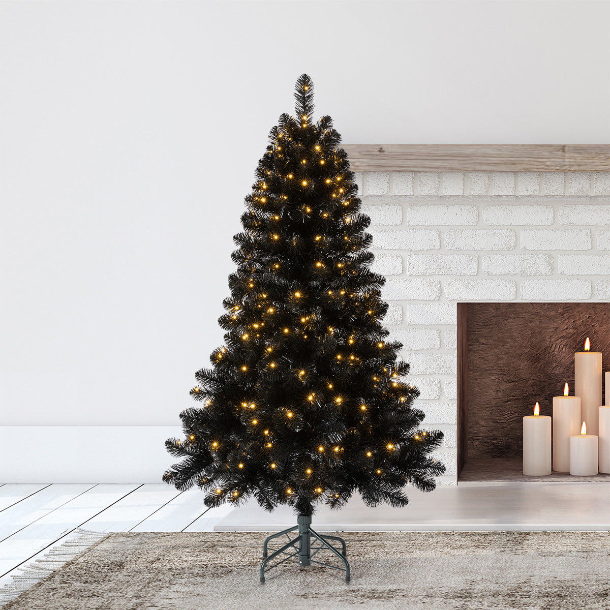 Evergreen Classics Oxford 5' Artificial Prelit Christmas Tree Clear LEDs, Black