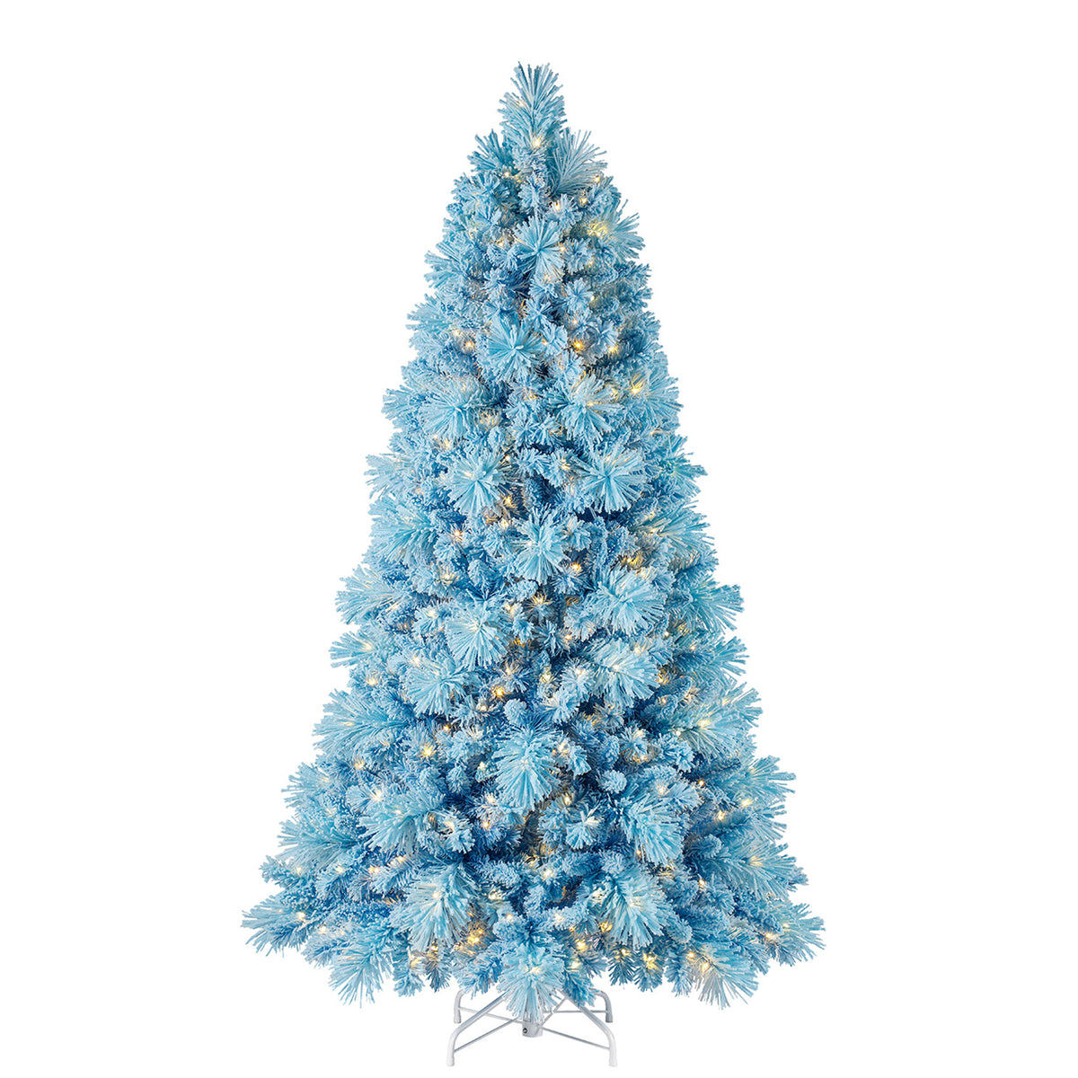 Home Heritage 6.5' Light Blue Snowdrift Flocked Christmas Tree & LEDs(For Parts)