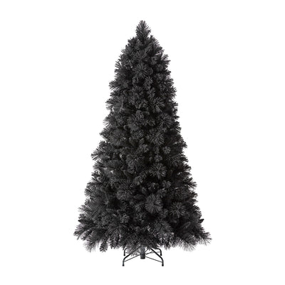 6.5' Prelit Snowdrift Flocked Christmas Tree 500 Clear LEDs, Black (Used)