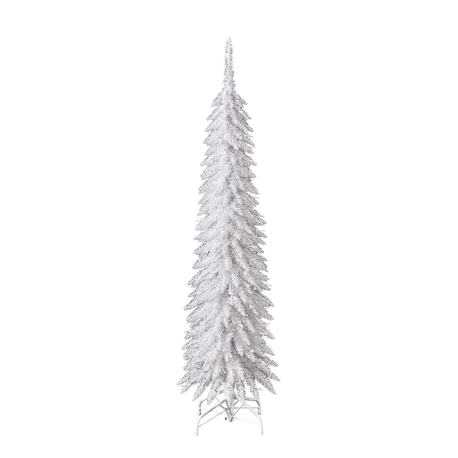 Home Heritage 5' Pencil Tinsel Artificial Prelit Tree & Stand, White (Used) - VMInnovations