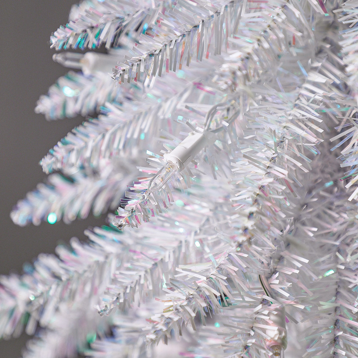 Home Heritage Tinsel 5' Pencil 100 LED Pre-Lit Artificial Christmas Tree, White
