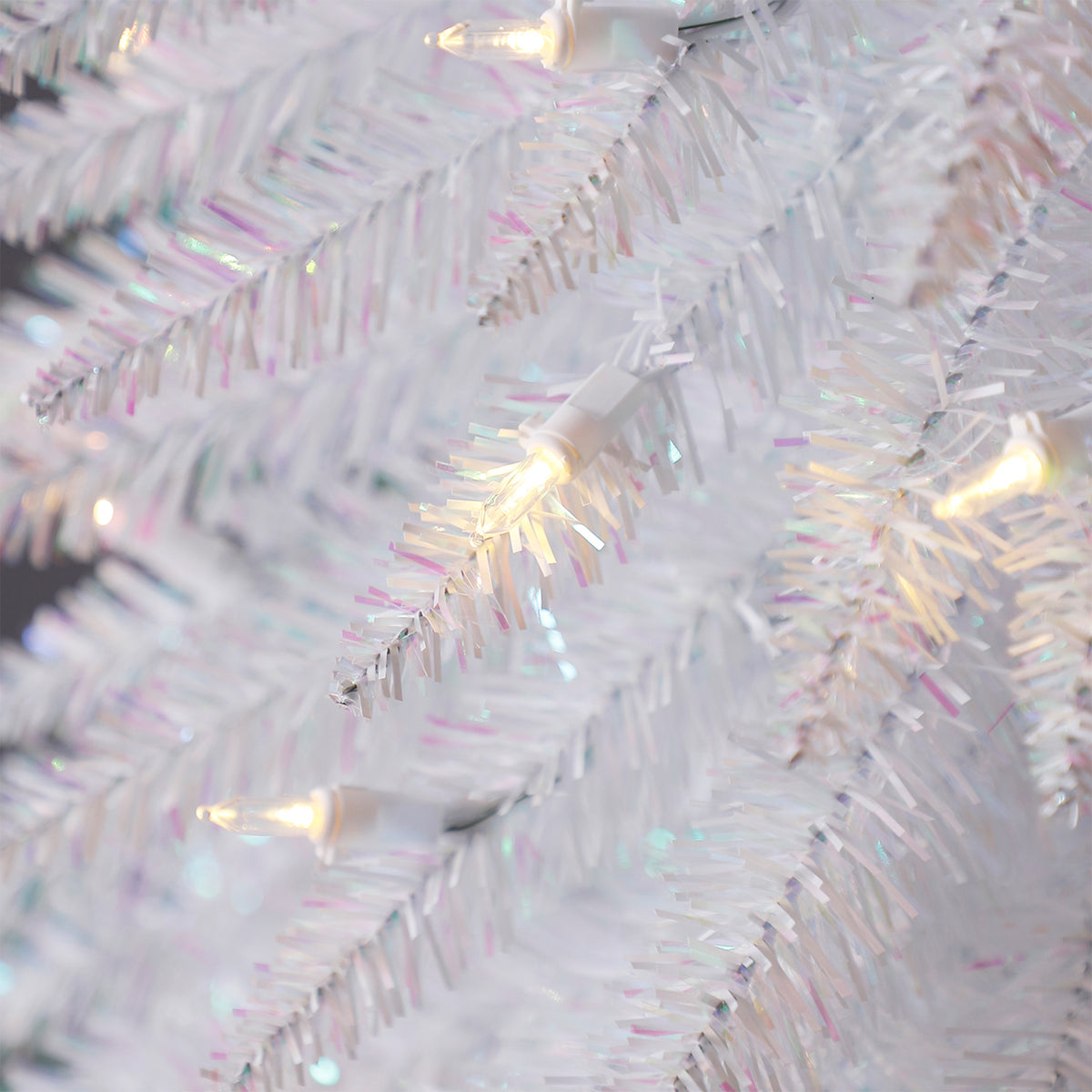 Home Heritage 9' Pencil Tinsel Artificial Prelit Christmas Tree & Stand, White