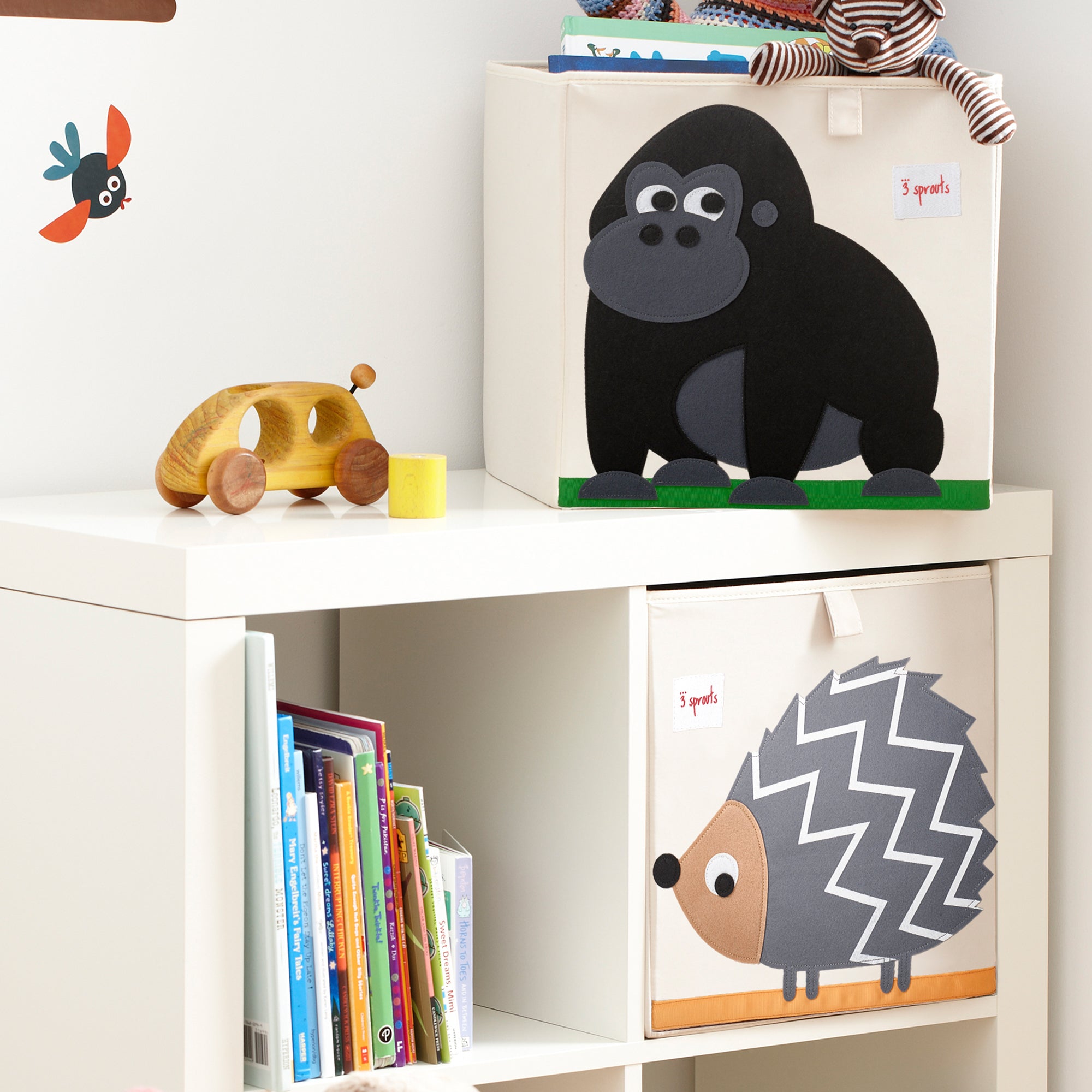 3 Sprouts Children's Fabric Storage Cube Bundle w/ Gorilla and Kangaroo (2 Pack) - VMInnovations