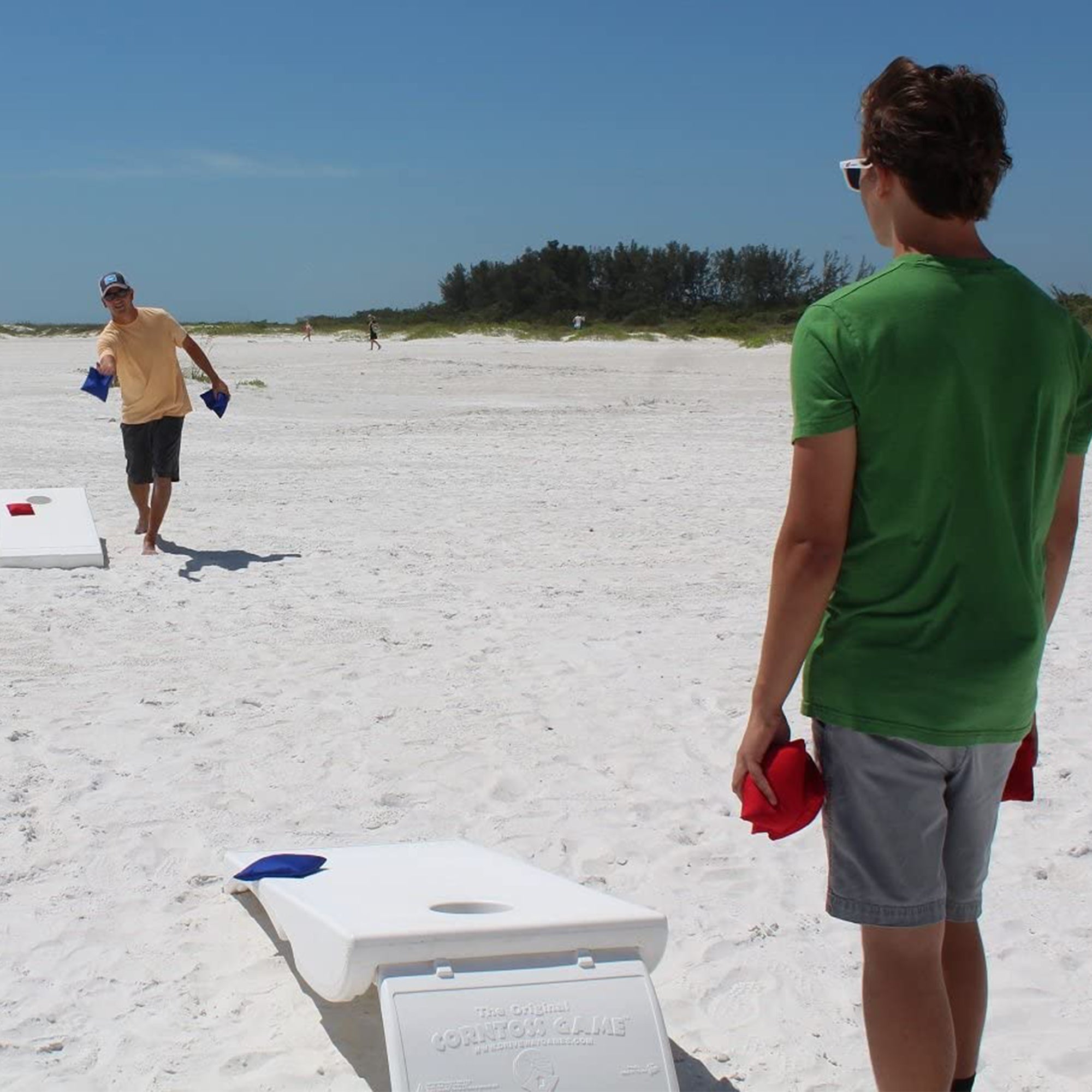 Driveway Games All Weather Indoor/Outdoor Corntoss Bean Bag Cornhole Game, White - VMInnovations