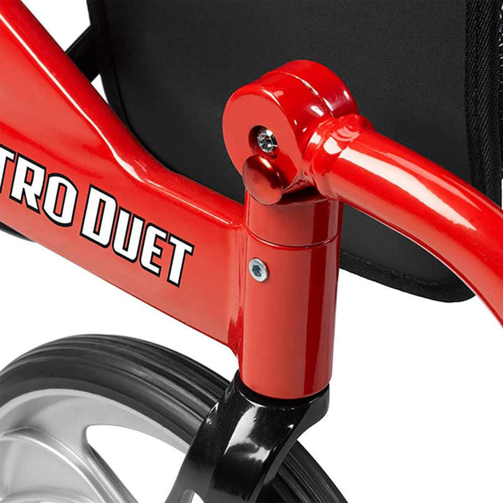 Drive Medical Nitro Duet Rollator Walker and Transport Wheelchair Chair, Red - VMInnovations