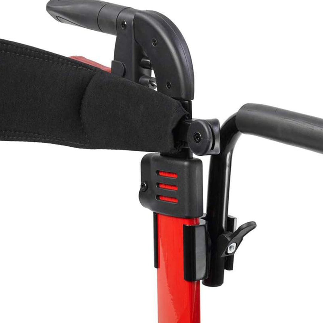 Drive Medical Nitro Duet Rollator Walker and Transport Wheelchair Chair, Red - VMInnovations