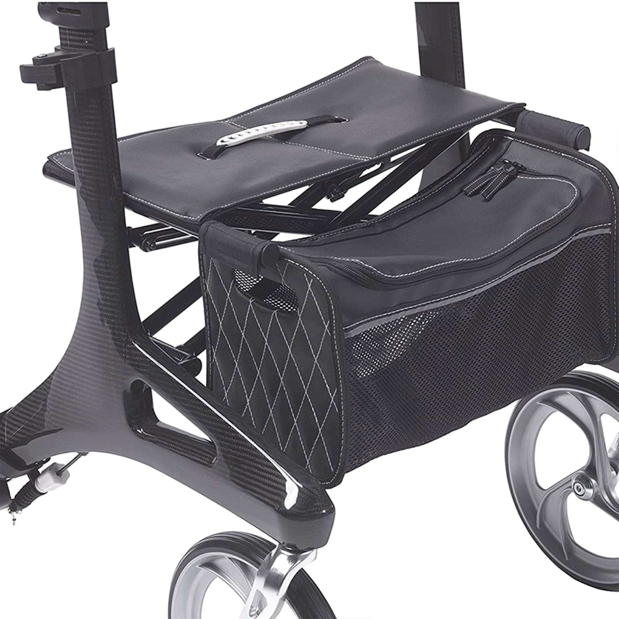 Drive Medical Nitro Elite CF Carbon Fiber Rollator Walker Chair w/ Brake, Black - VMInnovations