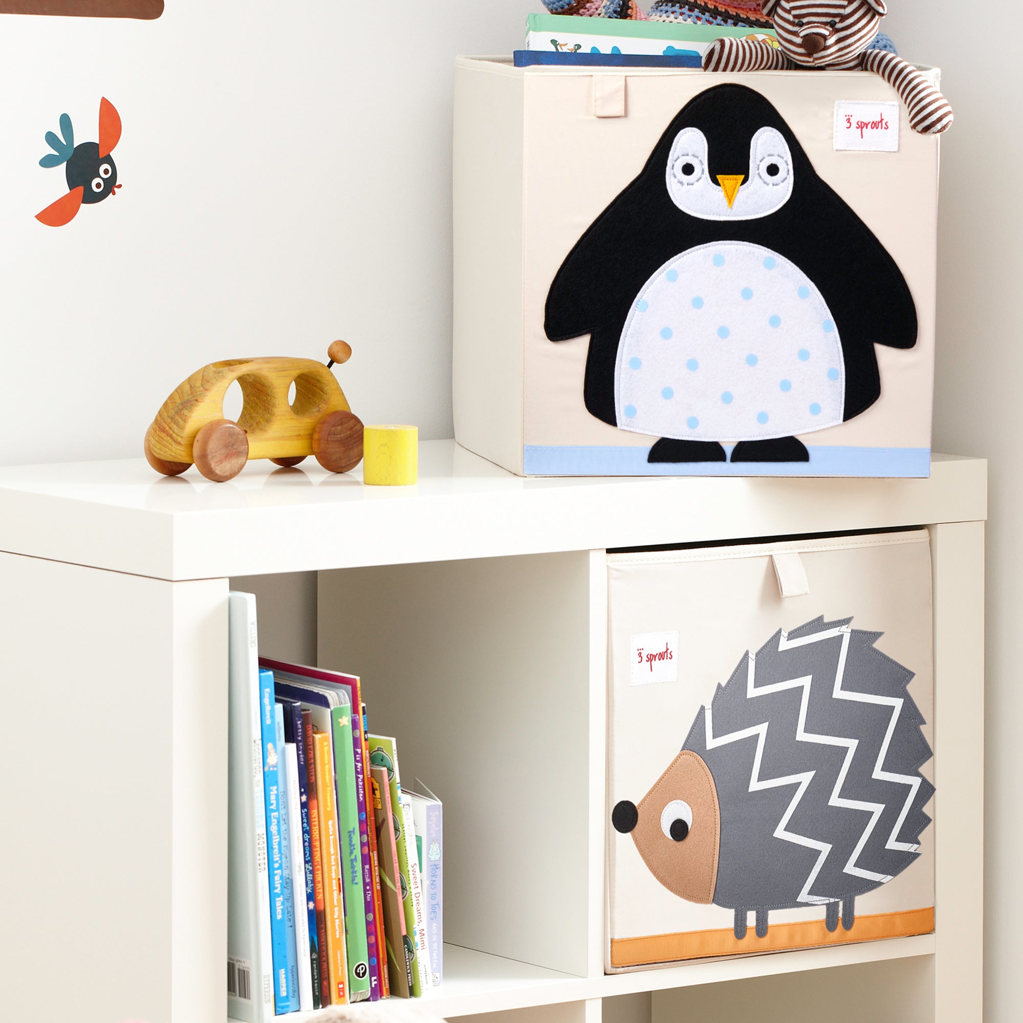 3 Sprouts Kids Felt Mouse Storage Cube Box Toy Bin w/ Penguin Storage Cube Bin