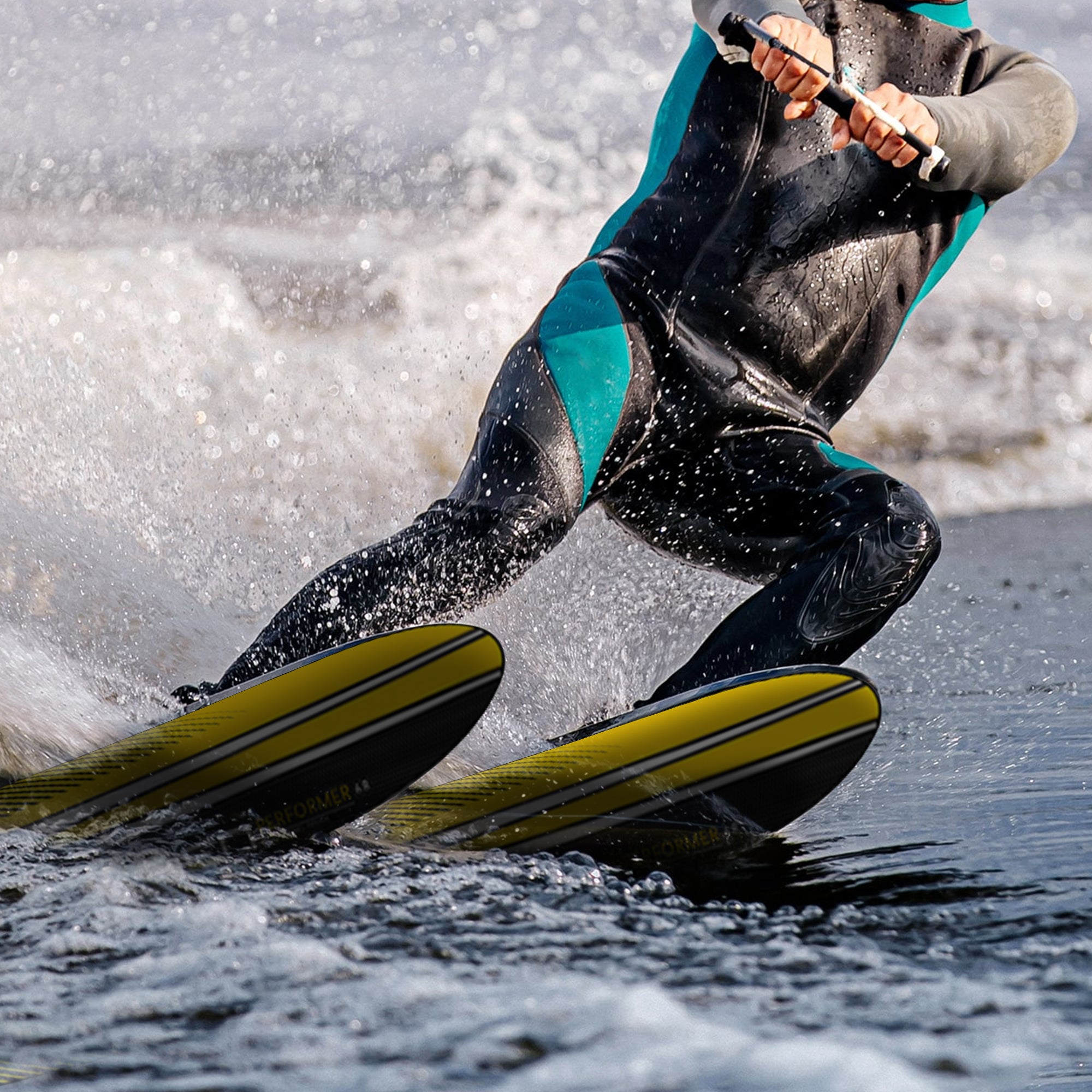 O'Brien Watersports Adult 68 inches Performer Combo Water skis, Yellow (Used) - VMInnovations