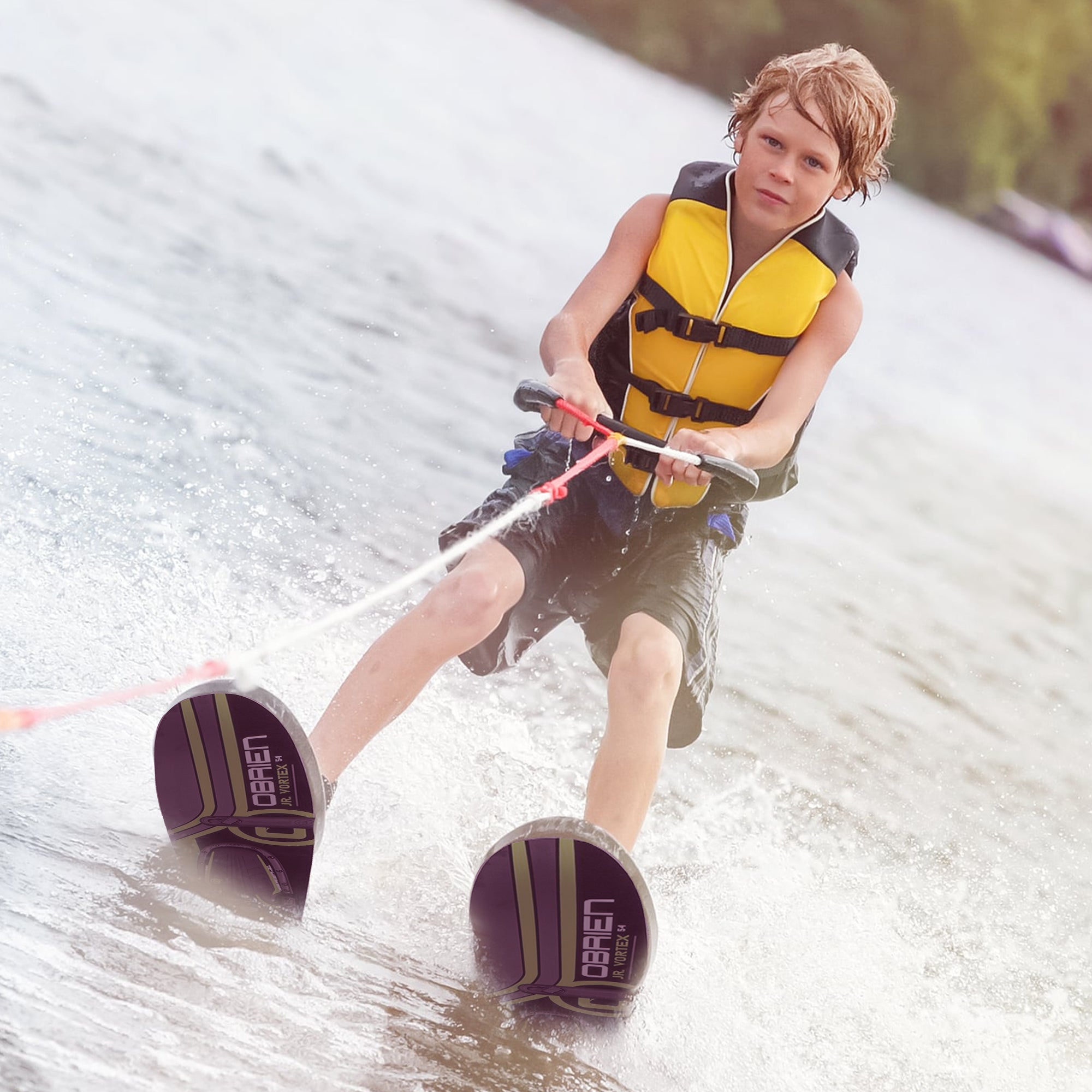OBrien 54" Jr. Vortex Combo Water Skis with X7 Bindings for Kids 2-Mens 7, Green - VMInnovations